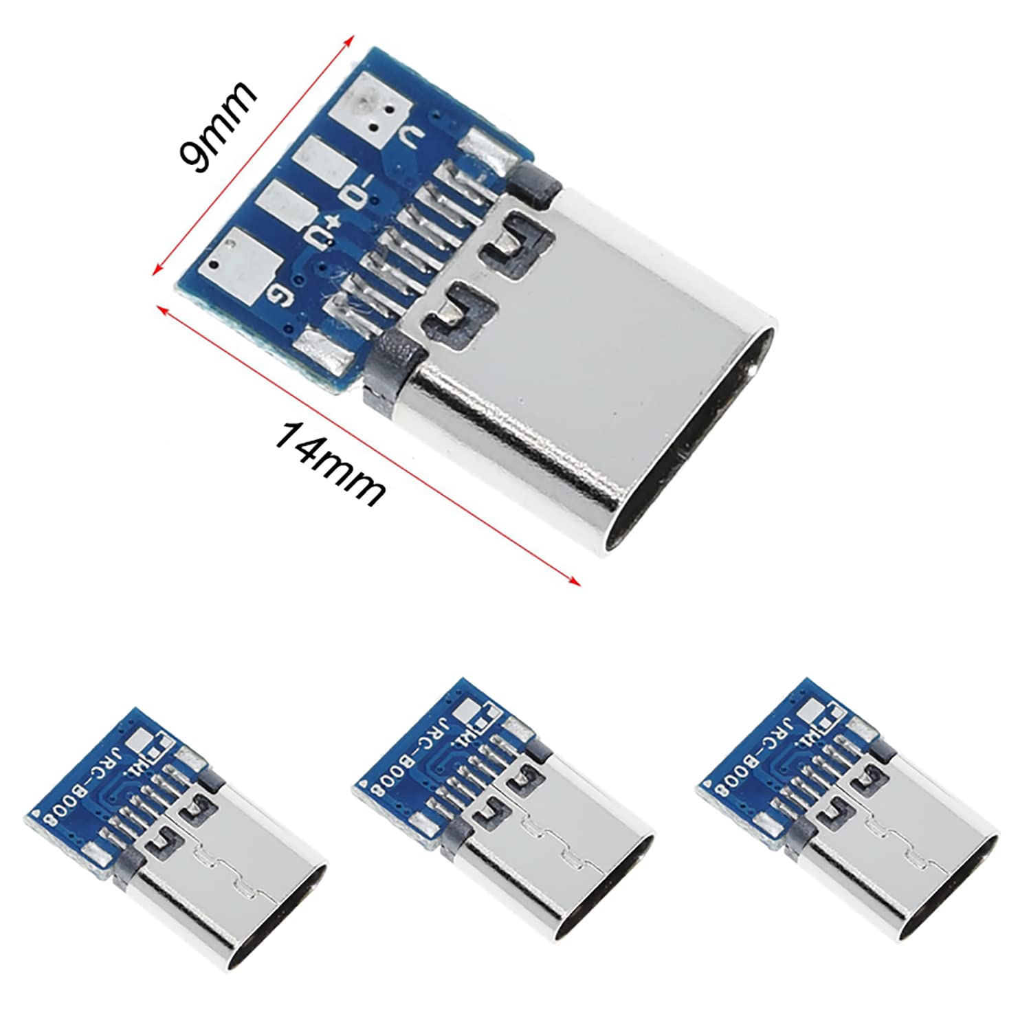 Teansic 20 Pcs Usb 3.1 Type C Female Plug Socket Connector With Pcb Board 24 Pin Diy Data Line Interface Female Socket