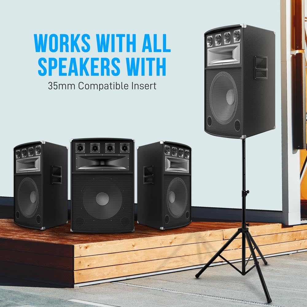 Pyle-Pro Universal Speaker Tripod Stand Mount - Black, Steel, 130 Lb Load Capacity, 6 Ft, Pstnd25