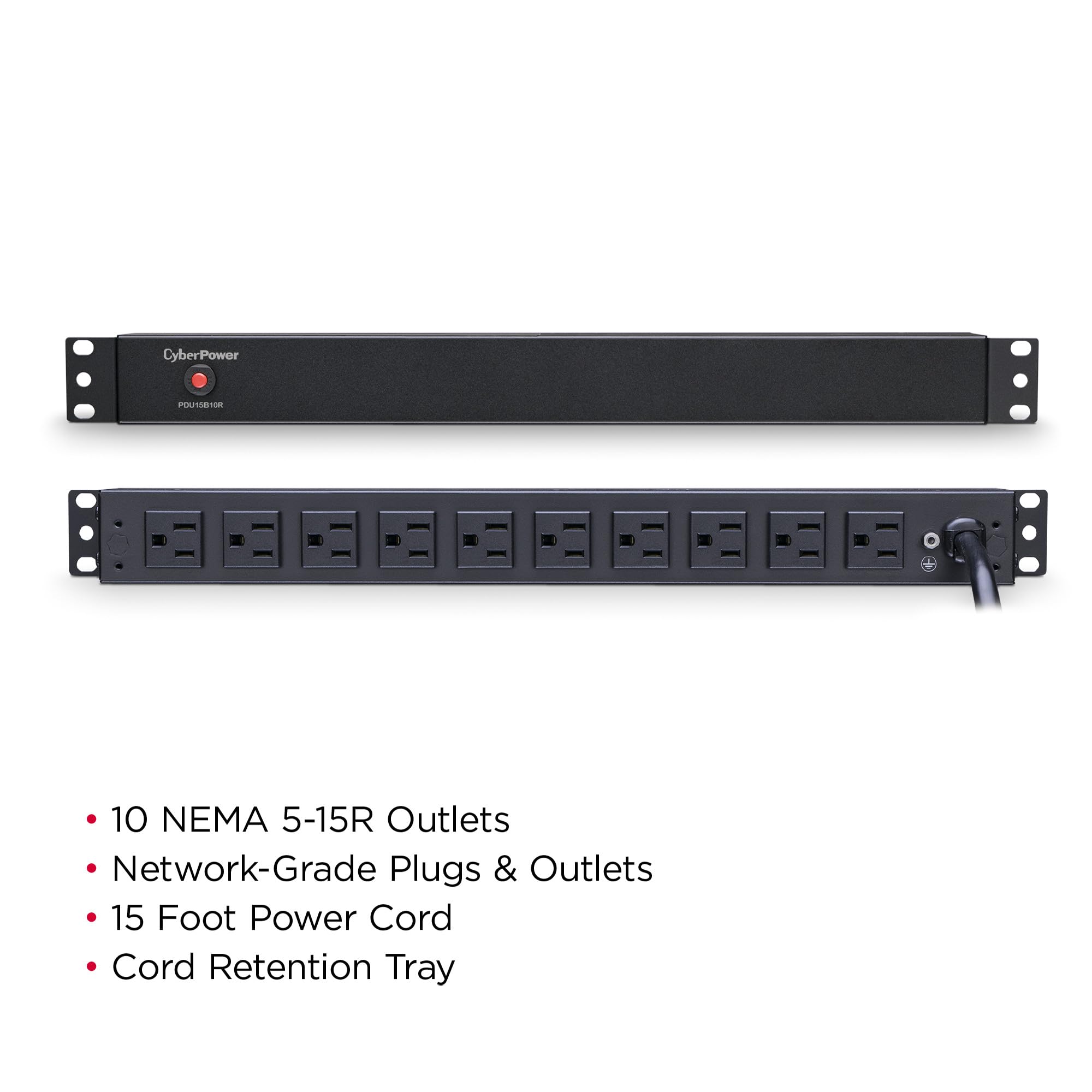 Cyberpower Pdu15B10R Basic Pdu, 100 125V/15A, 10 Outlets, 1U Rackmount