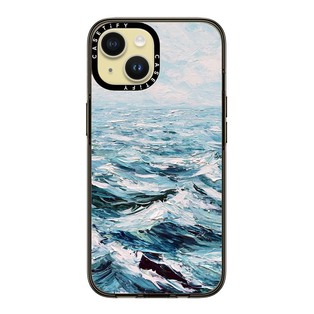 Casetify Compact Case For Iphone 15 [2X Military Grade Drop Tested / 4Ft Drop Protection]   Deep Blue Sea   Clear Black