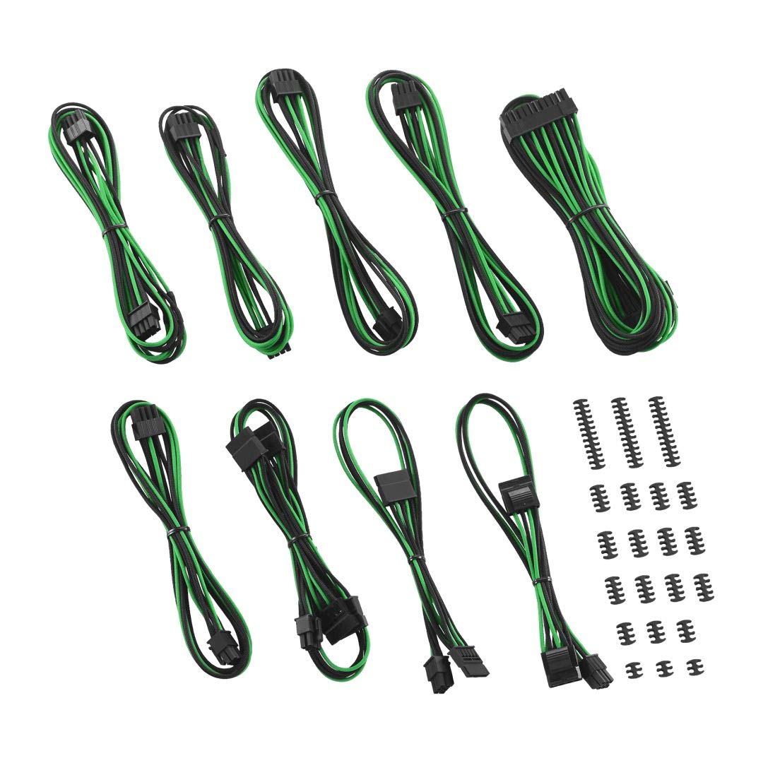 CableMod RT-Series Classic ModFlex Sleeved Cable Kit for ASUS/Seasonic/Phanteks Revolt (Black + Green)