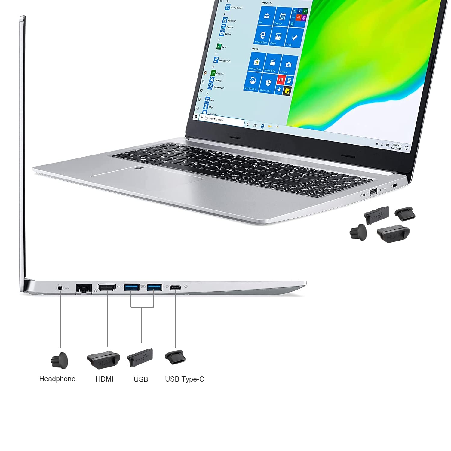 Usb Port Caps, Silicone Anti Dust Cover Port Protection Plug For Usb Type C, 3.5Mm Headphone, Usb Hdmi Port Total 20Pcs