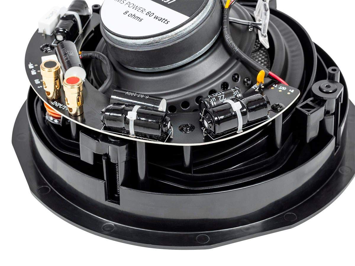 Monoprice 2 Way Carbon Fiber In Ceiling Speakers   6.5 Inch With 15 Degree Angled Drivers (Pair)   Alpha Series