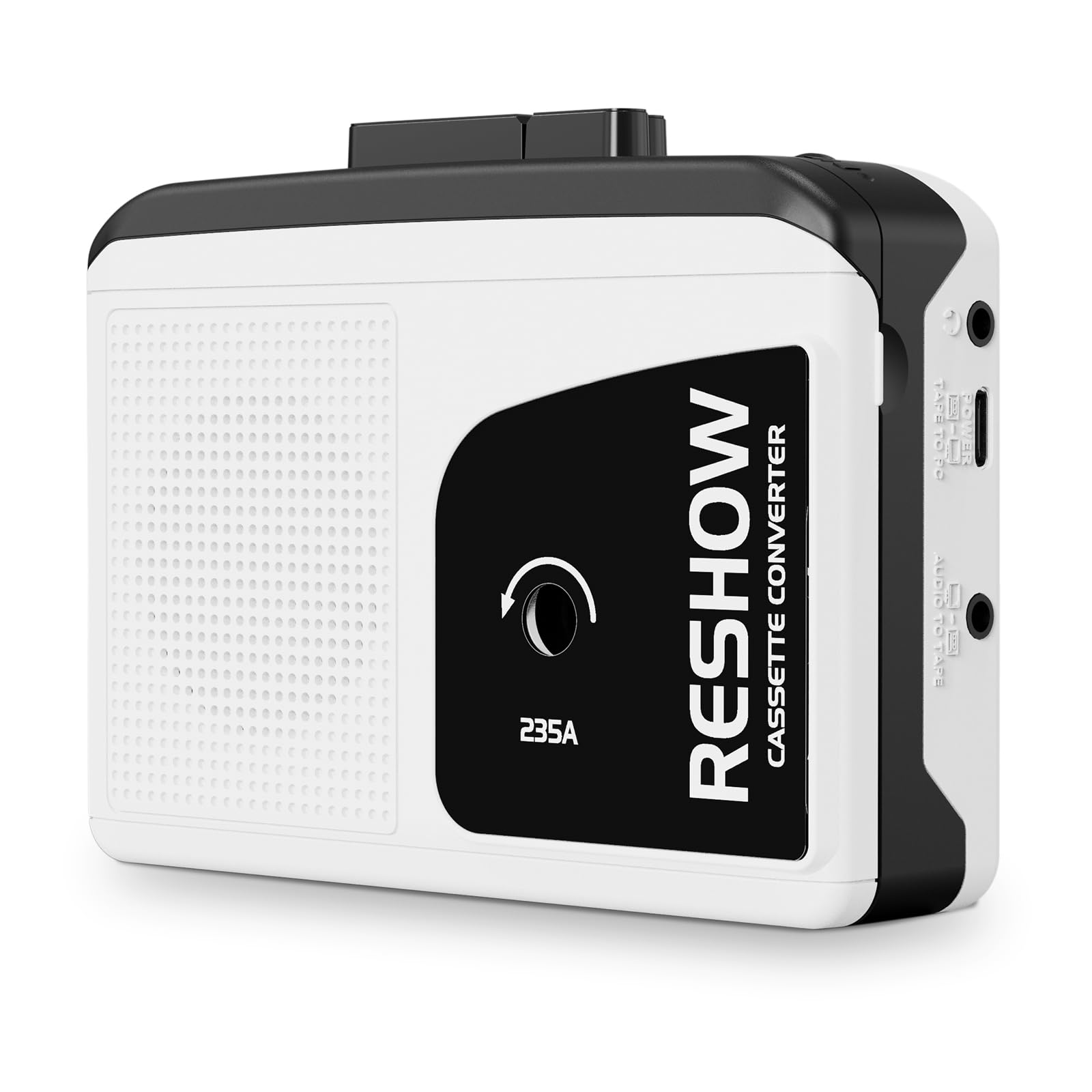 Reshow Portable Walkman Cassette Tape Player With Built In Speaker And Headphone Jack, Usb C Cassette To Mp3 Converter, Reverse Recording To Tape, Cassette Tape Recorder, Full Stereo Sound White