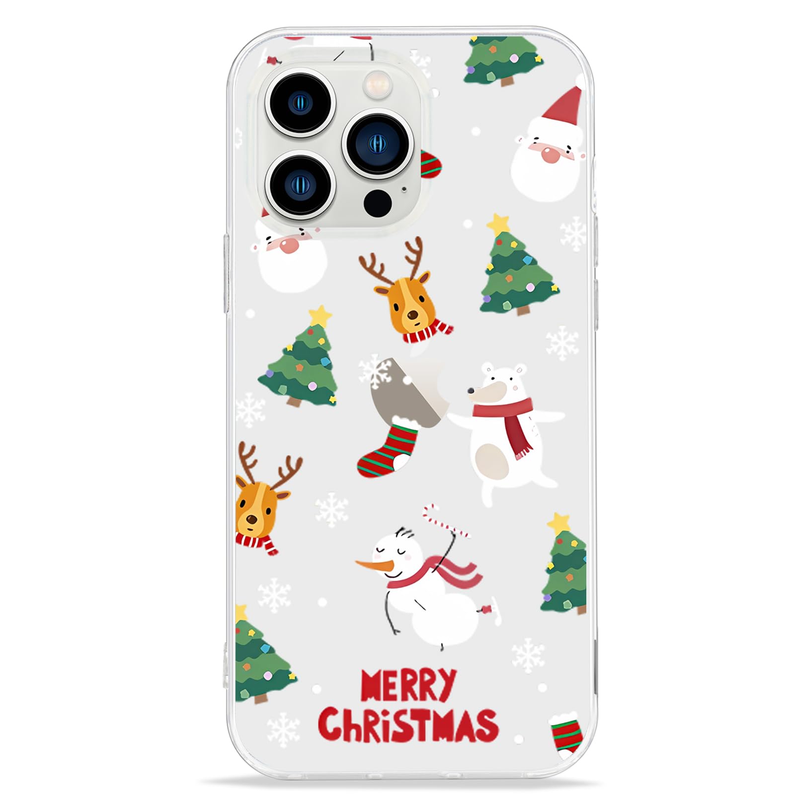 Lchulle Compatible With Iphone 13 Pro Christmas Case Xmas Santa Holiday Transparent Clear Design Women Men Kids Soft Tpu Silicon