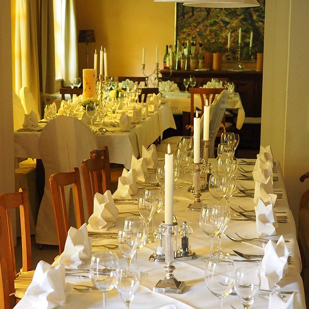 Genswin Taper Flameless Candles Flickering With 10 Key Remote, Battery Operated Led Warm 3D Wick Light Window Candles Real Wax P