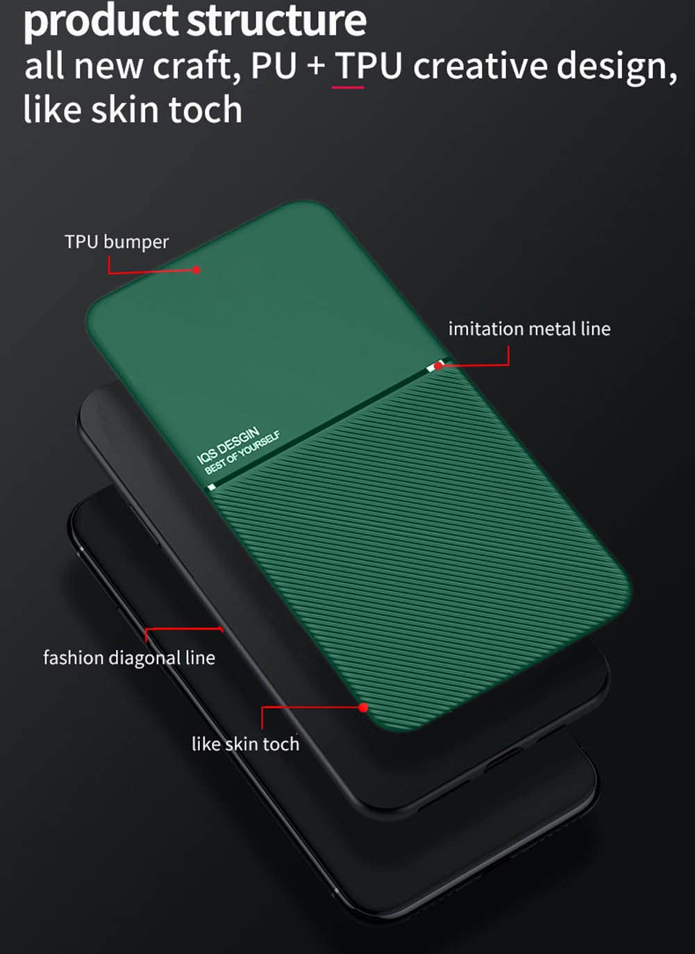 Kepuch Mowen Case Cover Bumper Built In Metal Plate For Huawei P30   Green