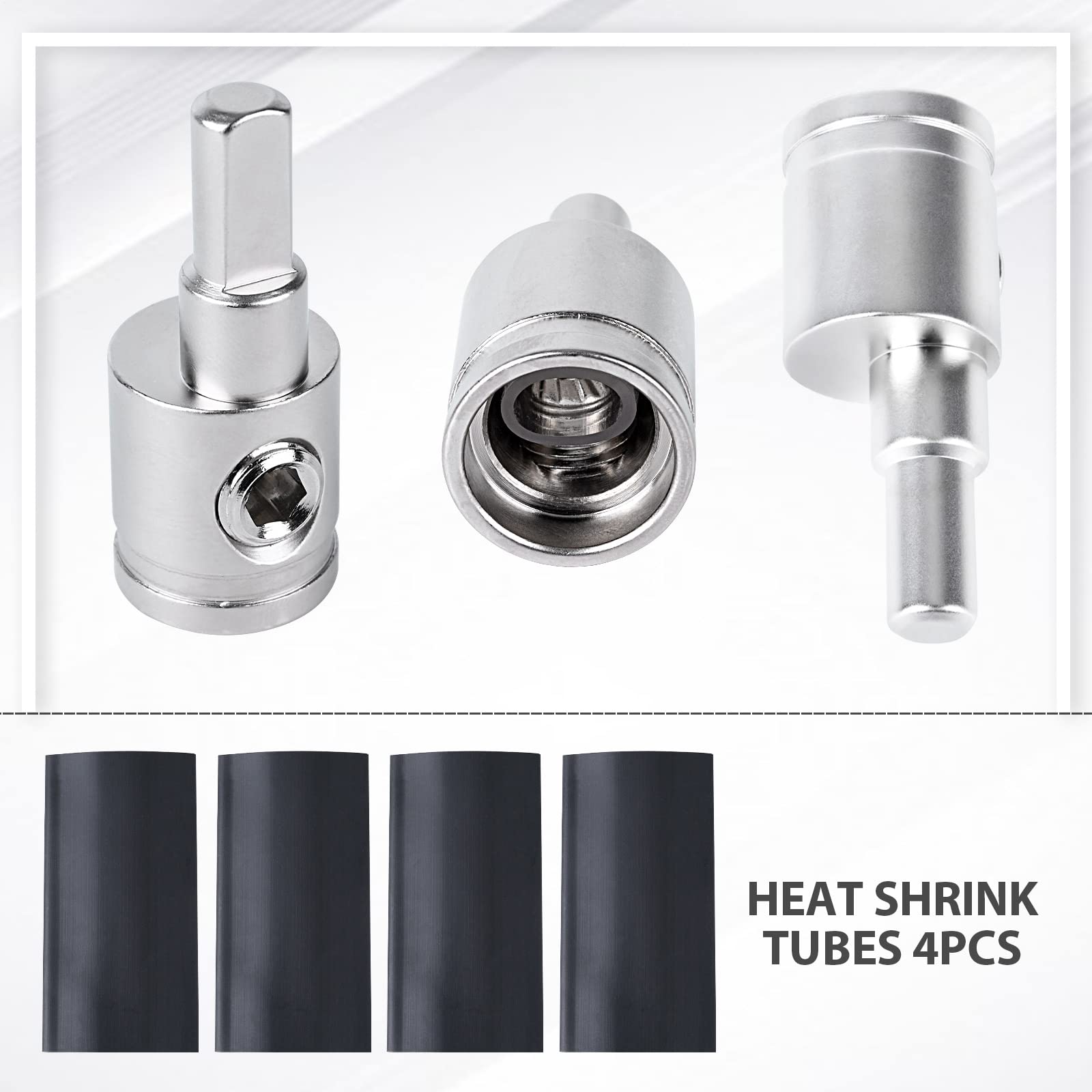 Tottist Amp Input Reducer 0 Gauge To 4 Gauge (4Pcs) Car Stereo Audio Awg Pin Power Ground Wire Reducer 4Pcs