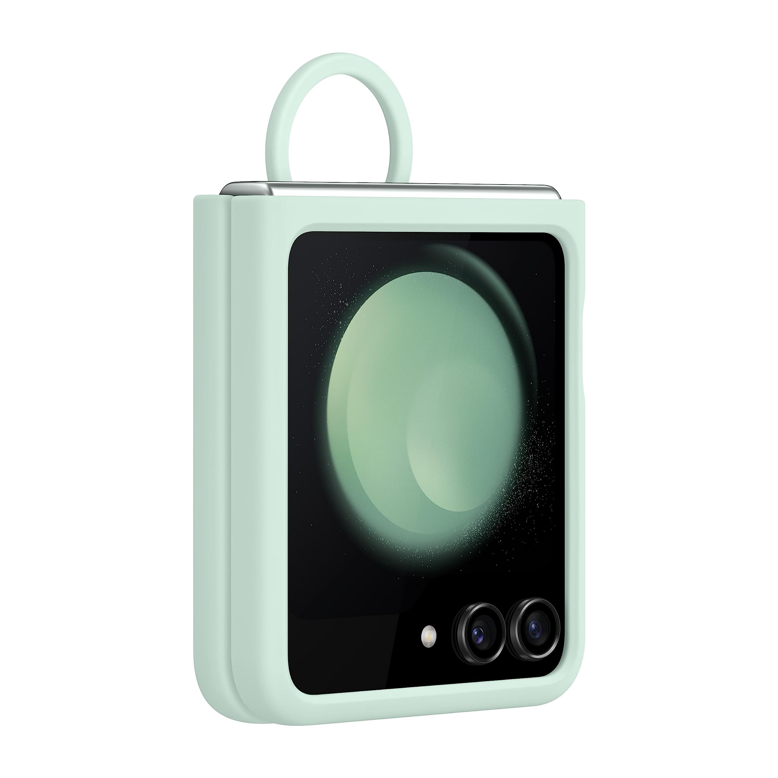 SAMSUNG Galaxy Z Flip5 Silicone Phone Case with Ring, Clear Protective Cover with Soft Matte Finish, Secure Finger Grip, Stylish