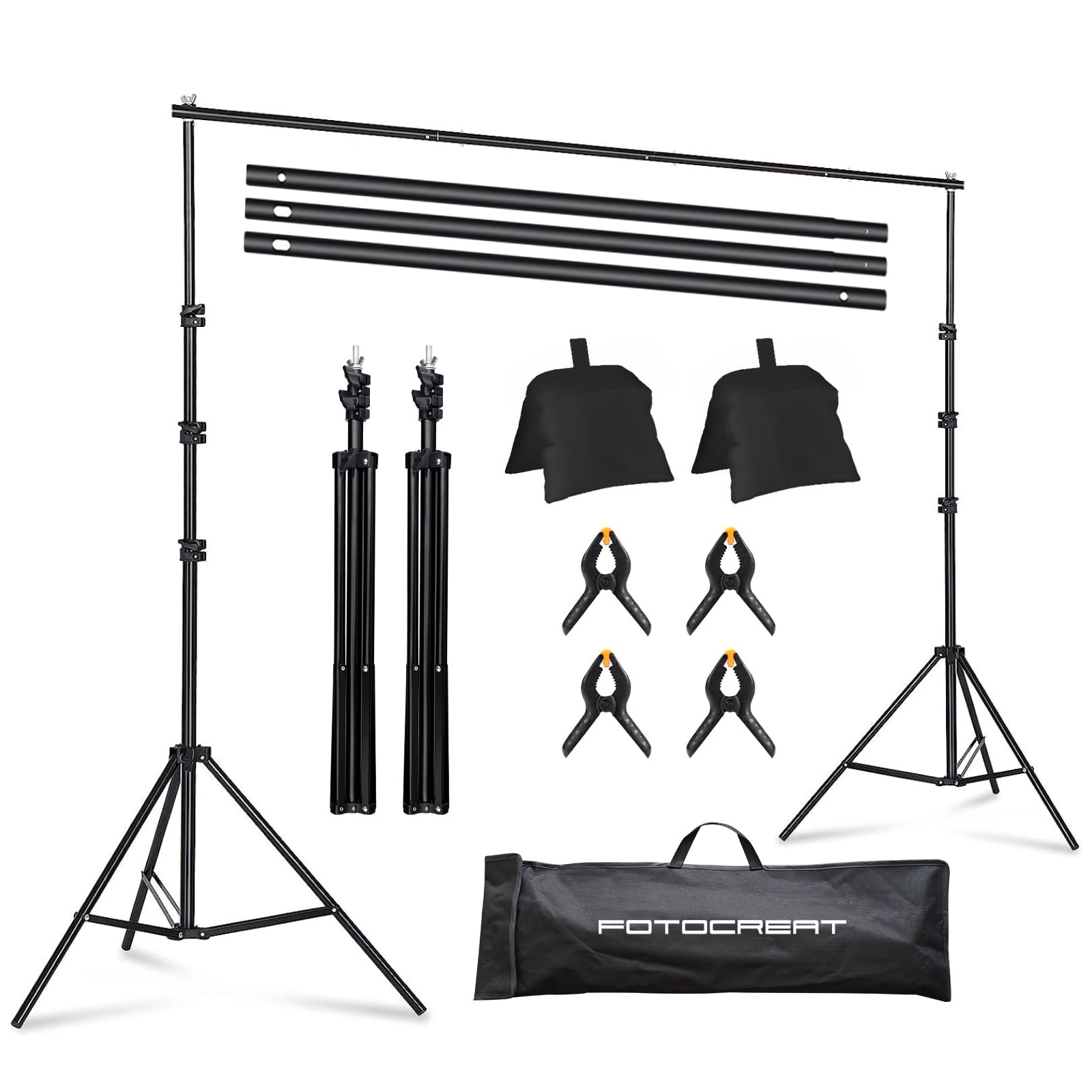 Fotocreat Backdrop Stand 6.5X6.5Ft Adjustable Photo Studio Background Stand Support Frame Heavy Duty Photo Backdrop Stand Kit Fo