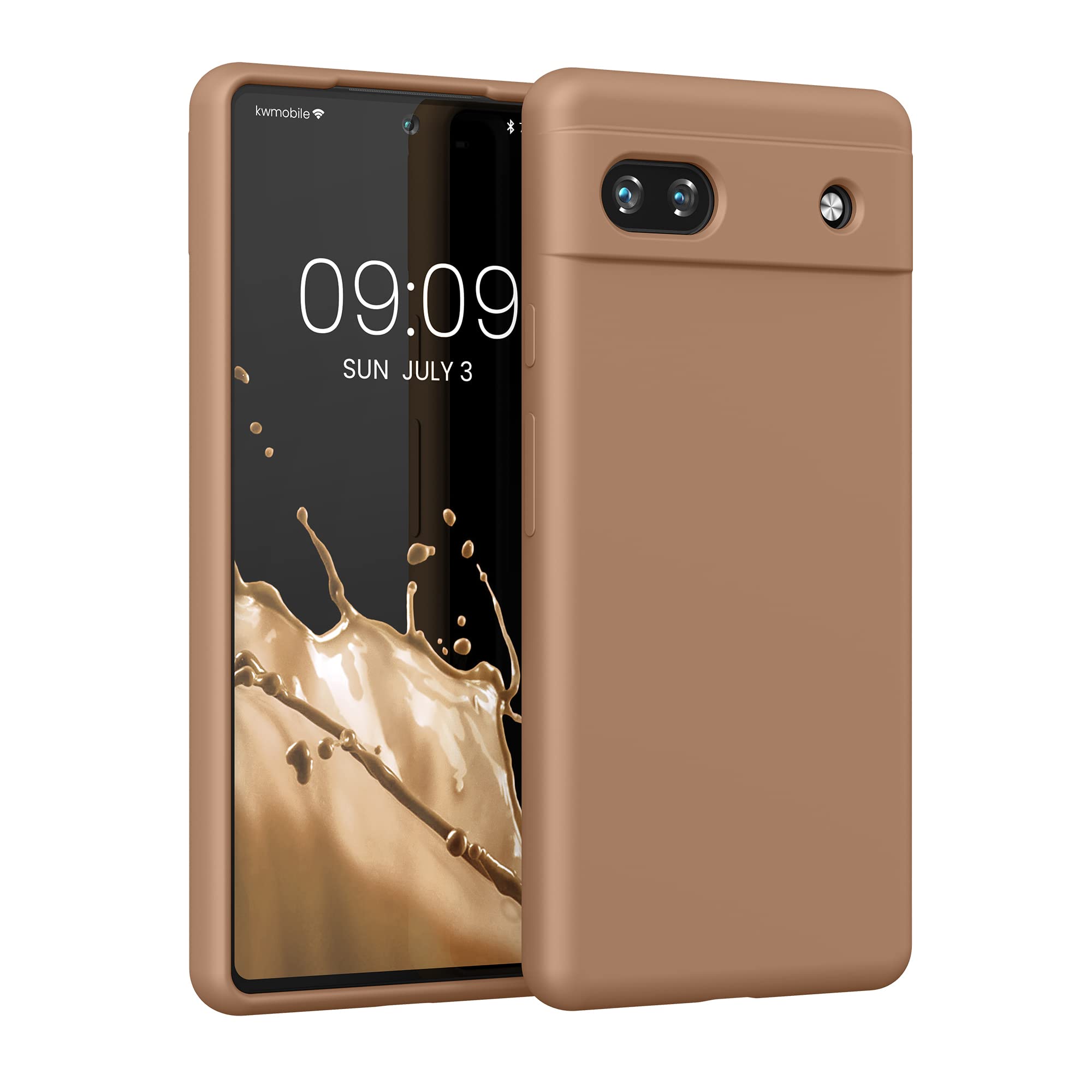 kwmobile Case Compatible with Google Pixel 6a Case - TPU Silicone Phone Cover with Soft Finish - Cappuccino