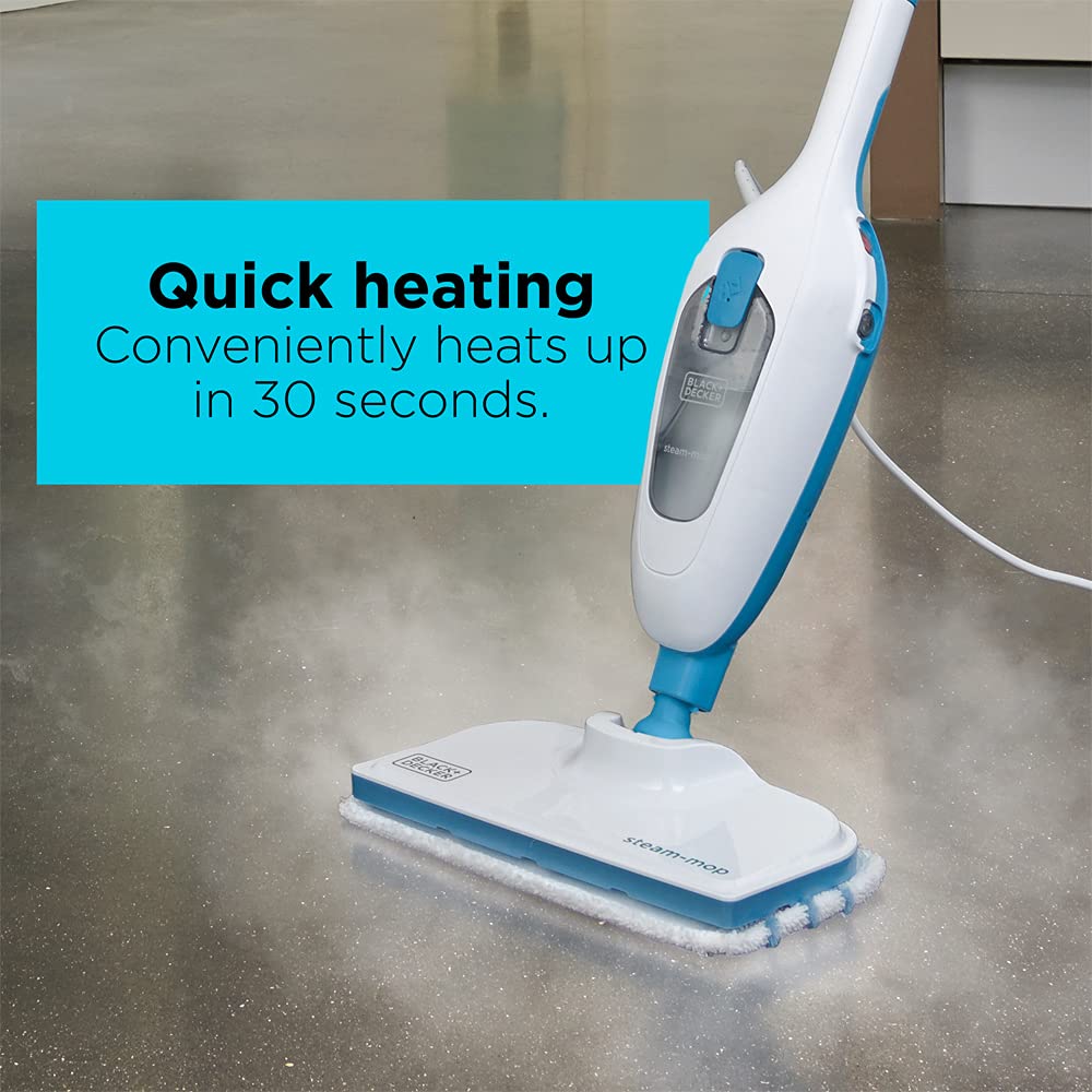 BLACK+DECKER Steam Mop HSM13E1 - White, Efficient Cleaning Tool for Home Use