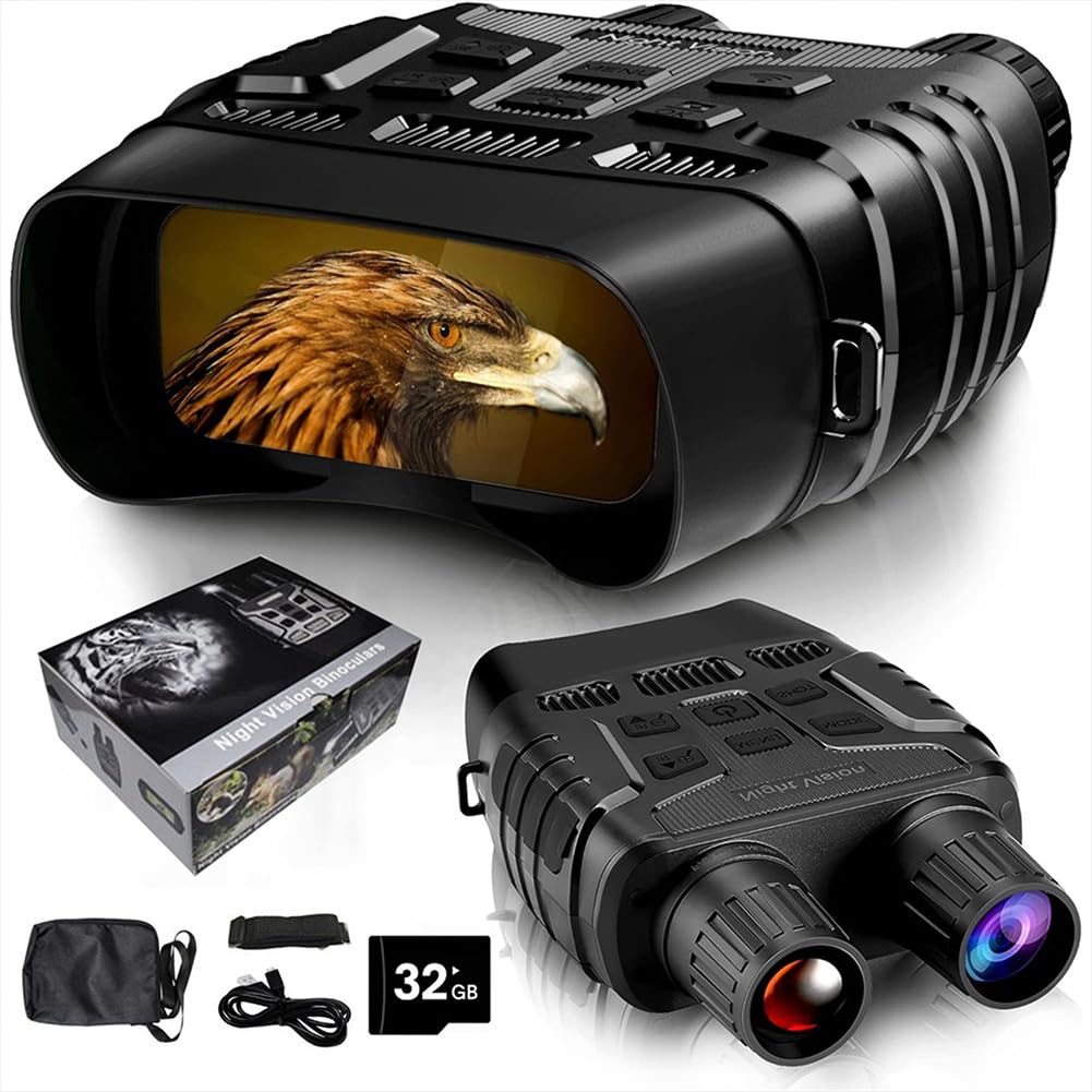 Night Vision Binoculars with 850Nm IR Illuminator, 4k Video & 36MP Photos, 2.31 HD Display, 8X Digital Zoom, 32GB Memory Card In