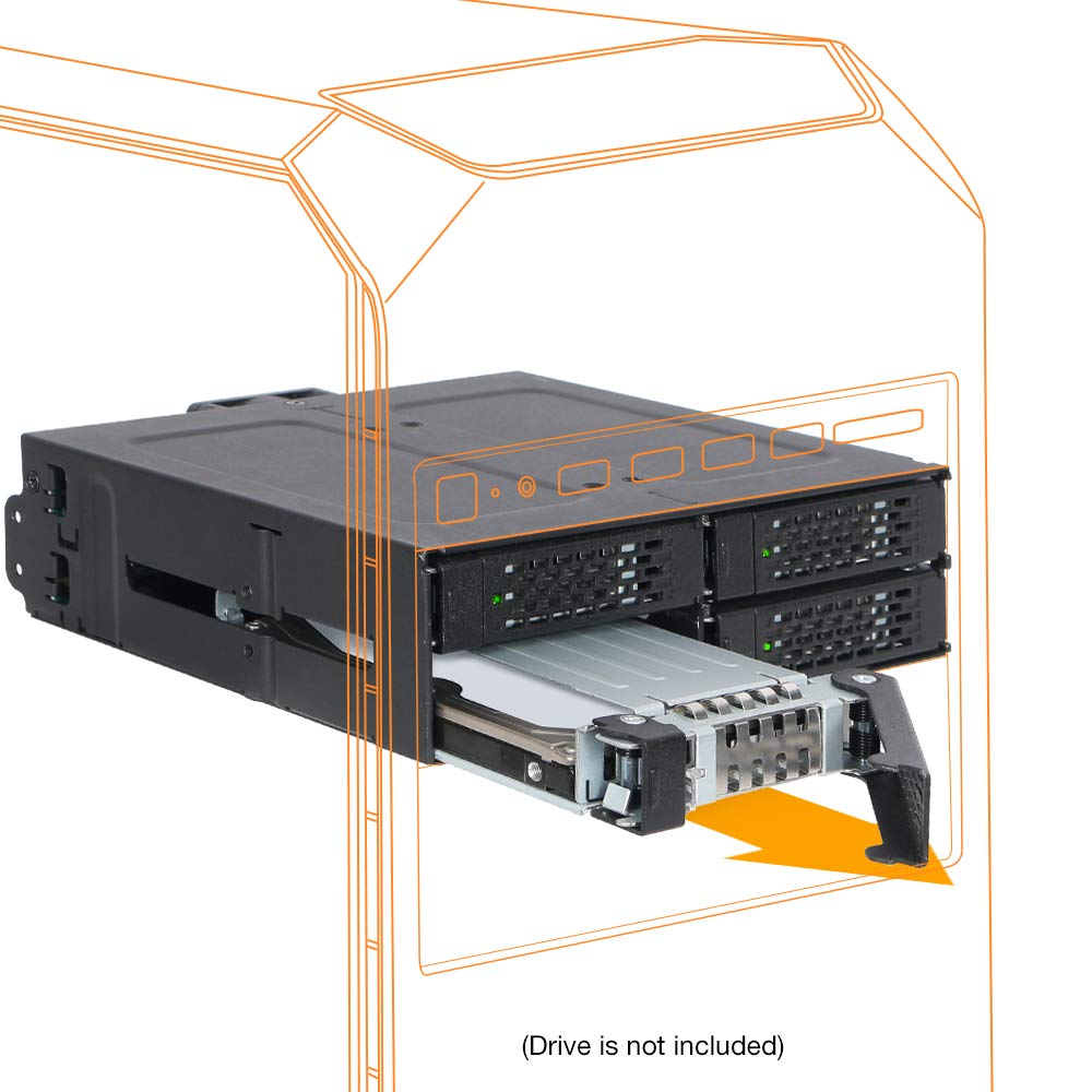 ICY DOCK 4 Bay 2.5 SAS/SATA HDD/SSD Metal Mobile Rack Enclosure for 5.25' Bay (with Fan Control) | ToughArmor MB607SP B