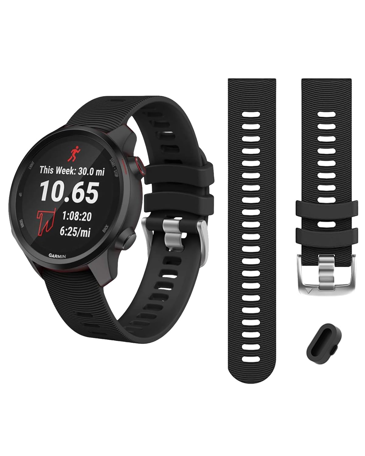 YHSITFNG for Garmin Forerunner 245/165 / 55 Band, 20mm Silicone Sport Strap + Dust Plug for Vivoactive 5 Vivoactive 3 Watch Band