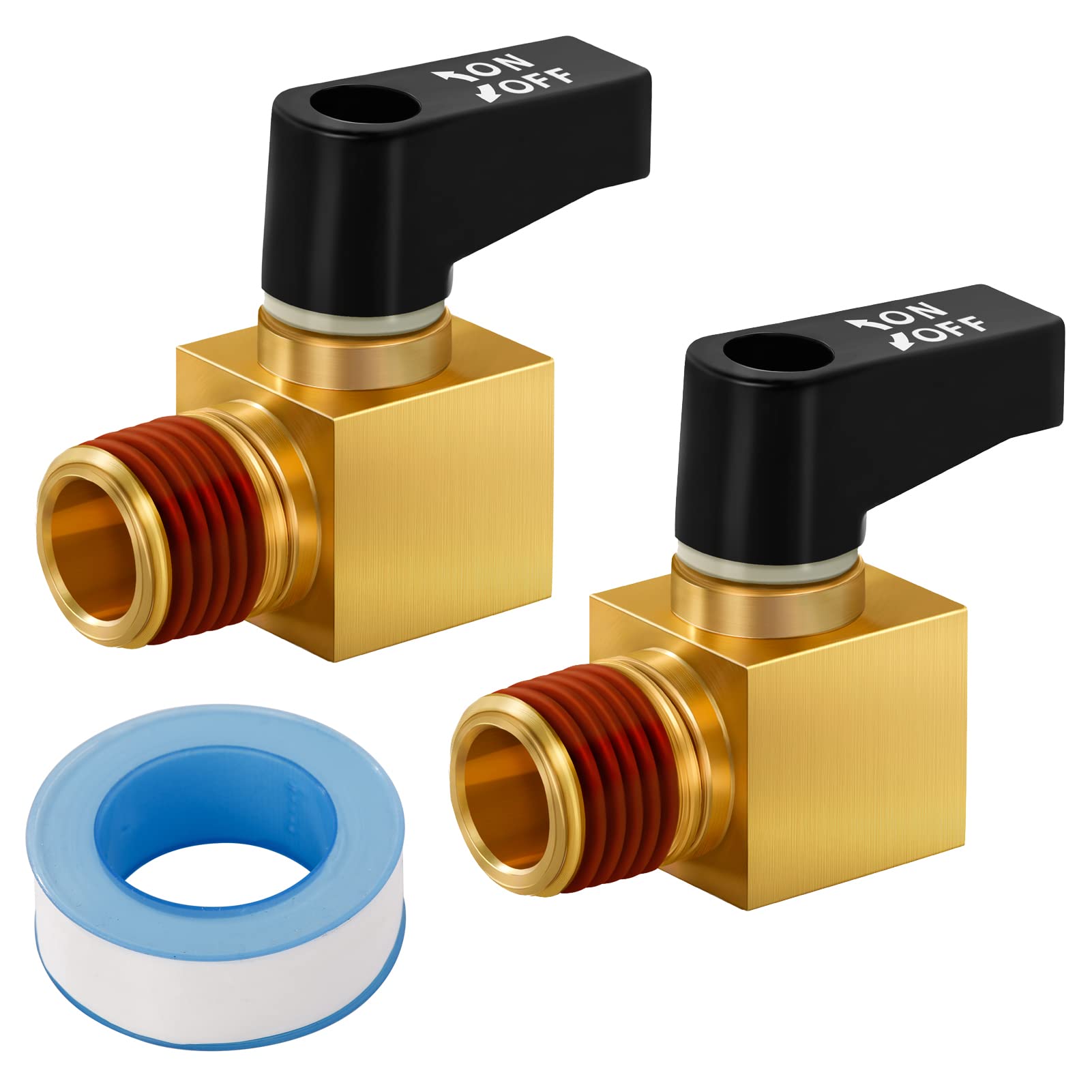Sunroad Air Compressor Valve Brass Drain Cock Ball Valve 1/4'' Npt Male Thread Air Compressor Accessories 2Pcs With Thread Seal