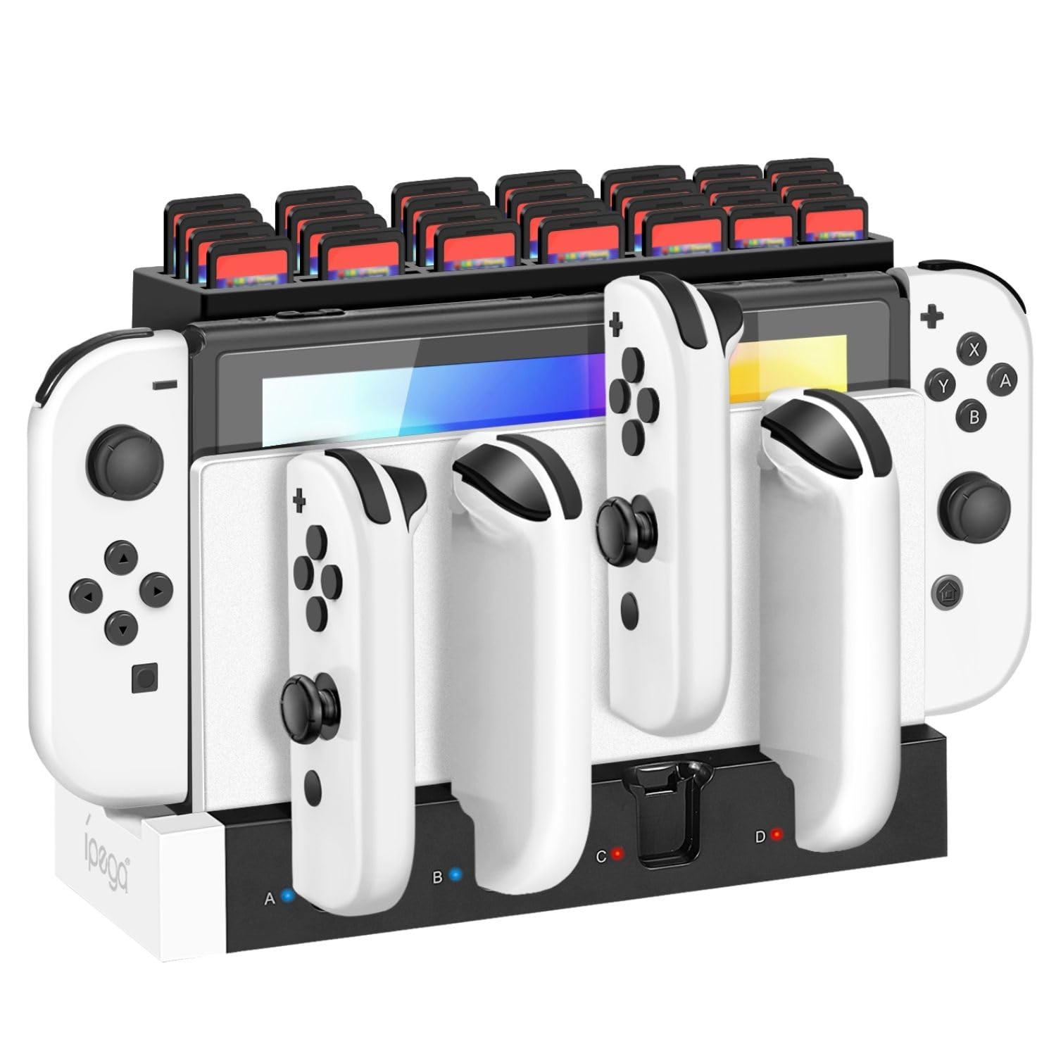 TNP Switch Joy-con Charger for Nintendo Switch Charging Dock Station Base Add-On Mod, Support 4 Joycon Controller with Individua