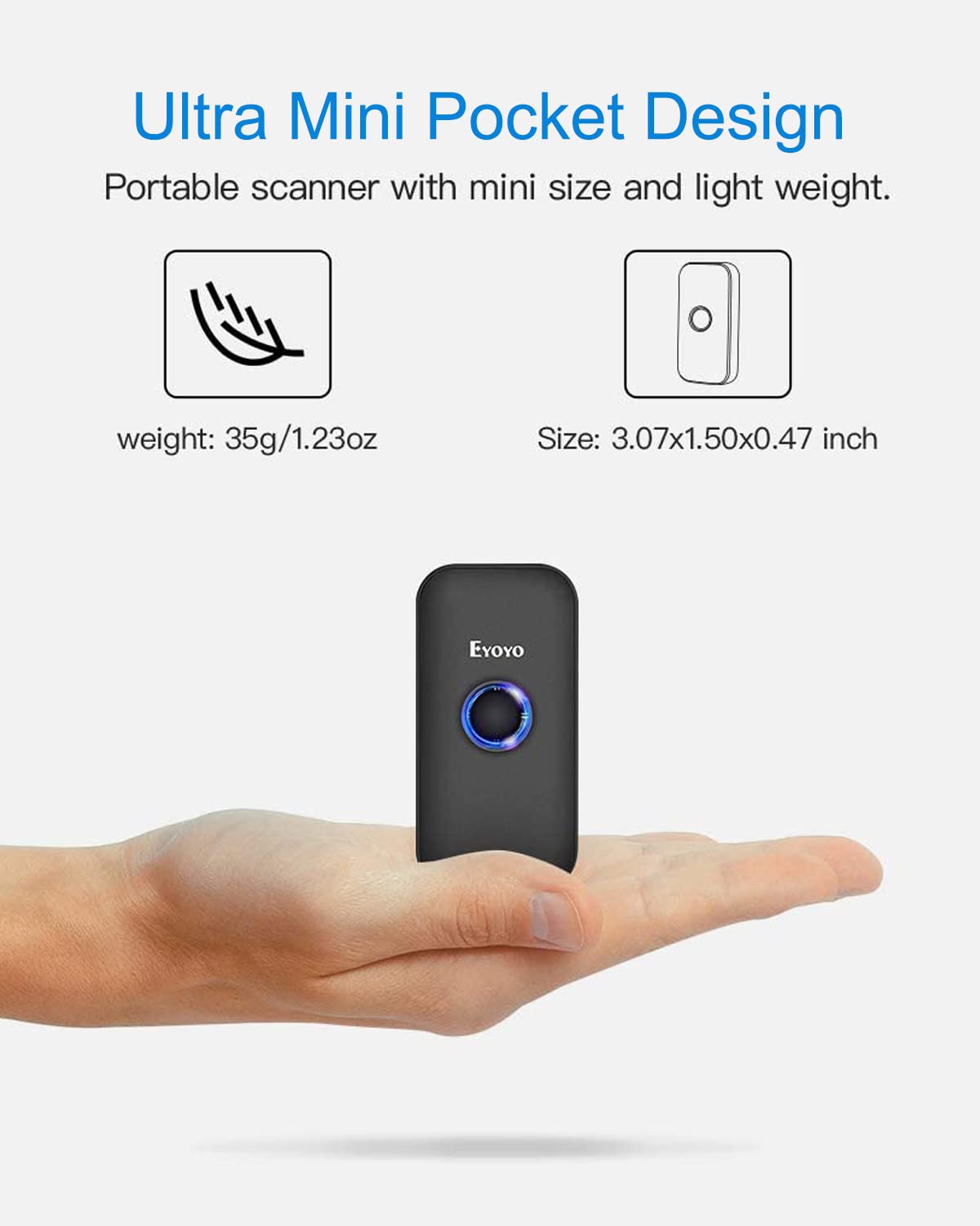 Eyoyo Mini 1D Bluetooth Barcode Scanner With Case, 3 In 1 Bluetooth & Usb Wired & 2.4G Wireless Barcode Reader Portable Bar Code