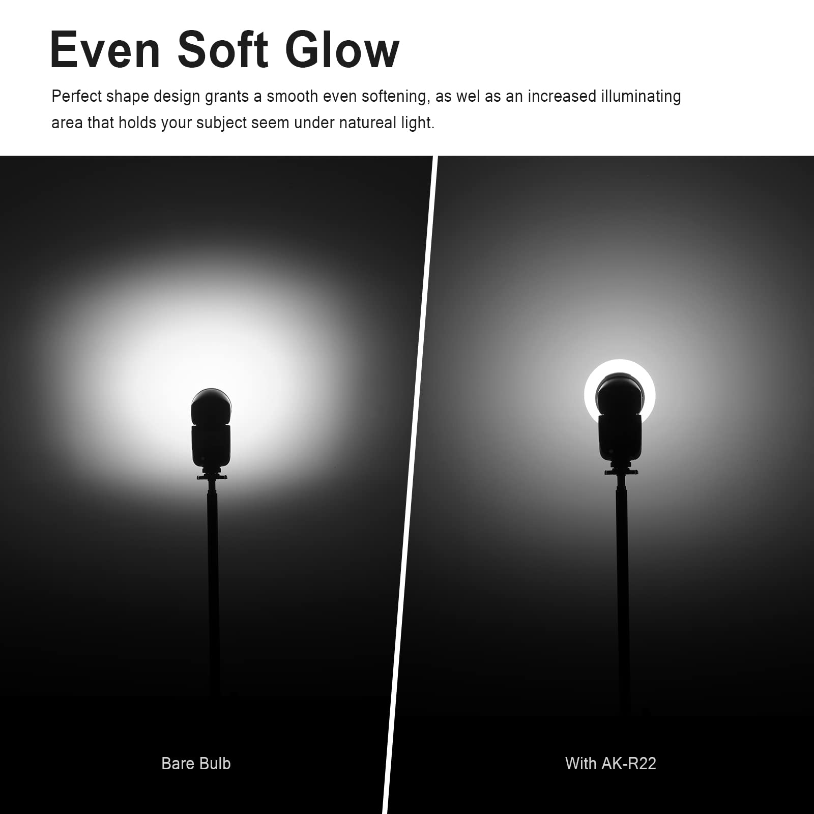 Godox Ak R22 Collapsible Diffusion Dome, Diffuser For Godox V1/ V1Pro Round Head Flash, Godox Ad100Pro, Godox H200R