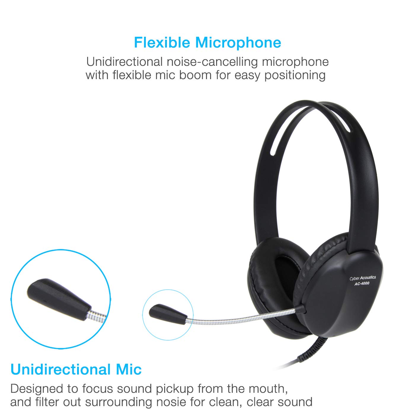 Cyber Acoustics Stereo Pc Headset (Ac 4000), 3.5Mm Connection, Noise Canceling Microphone For Pc, Mac And, Tablets, Perfect For