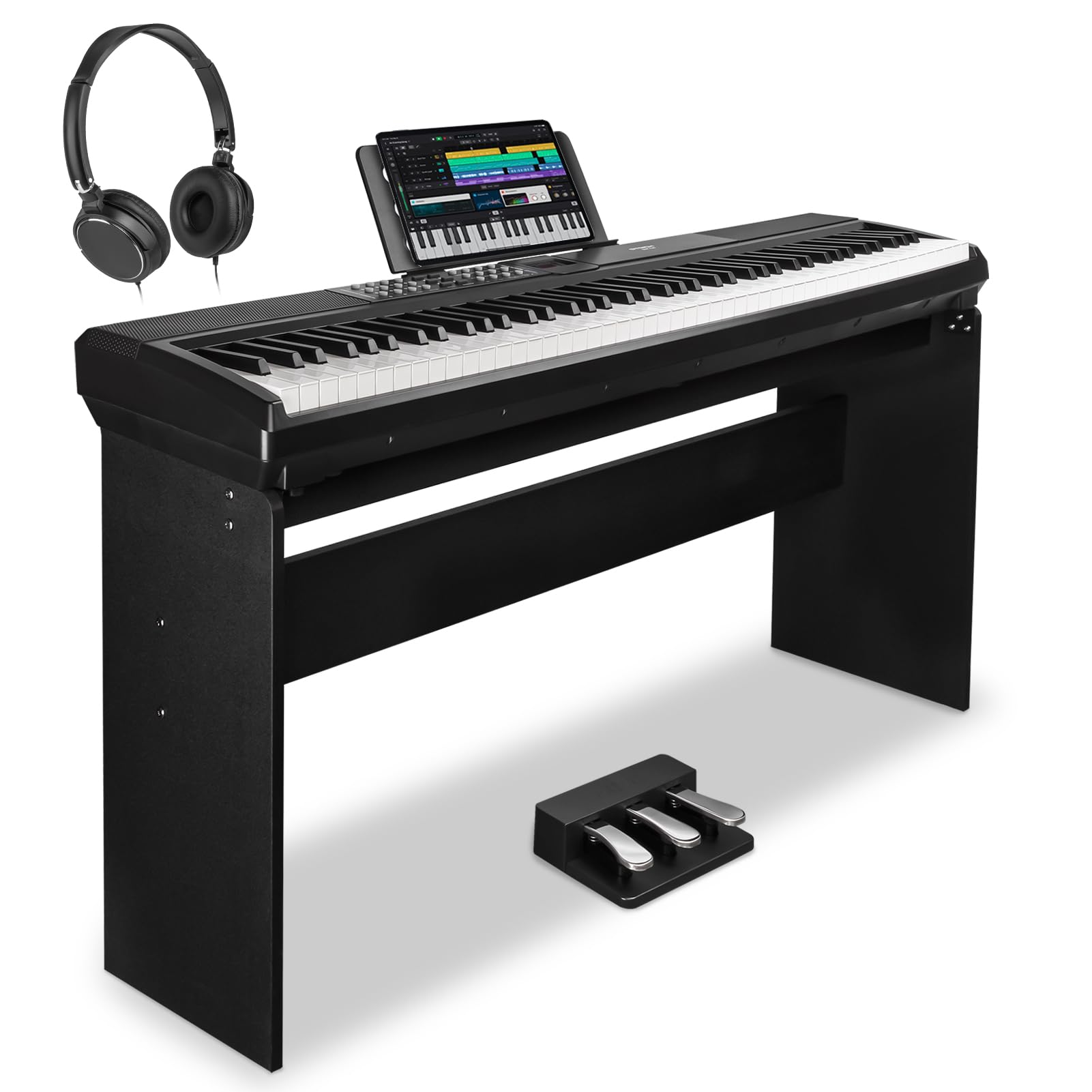 STRICH 88 Keys Weighted Keyboard Piano with Stand & Sustain Pedal, Hammer-Action Digital Piano, Full-size Electric Piano Keyboar