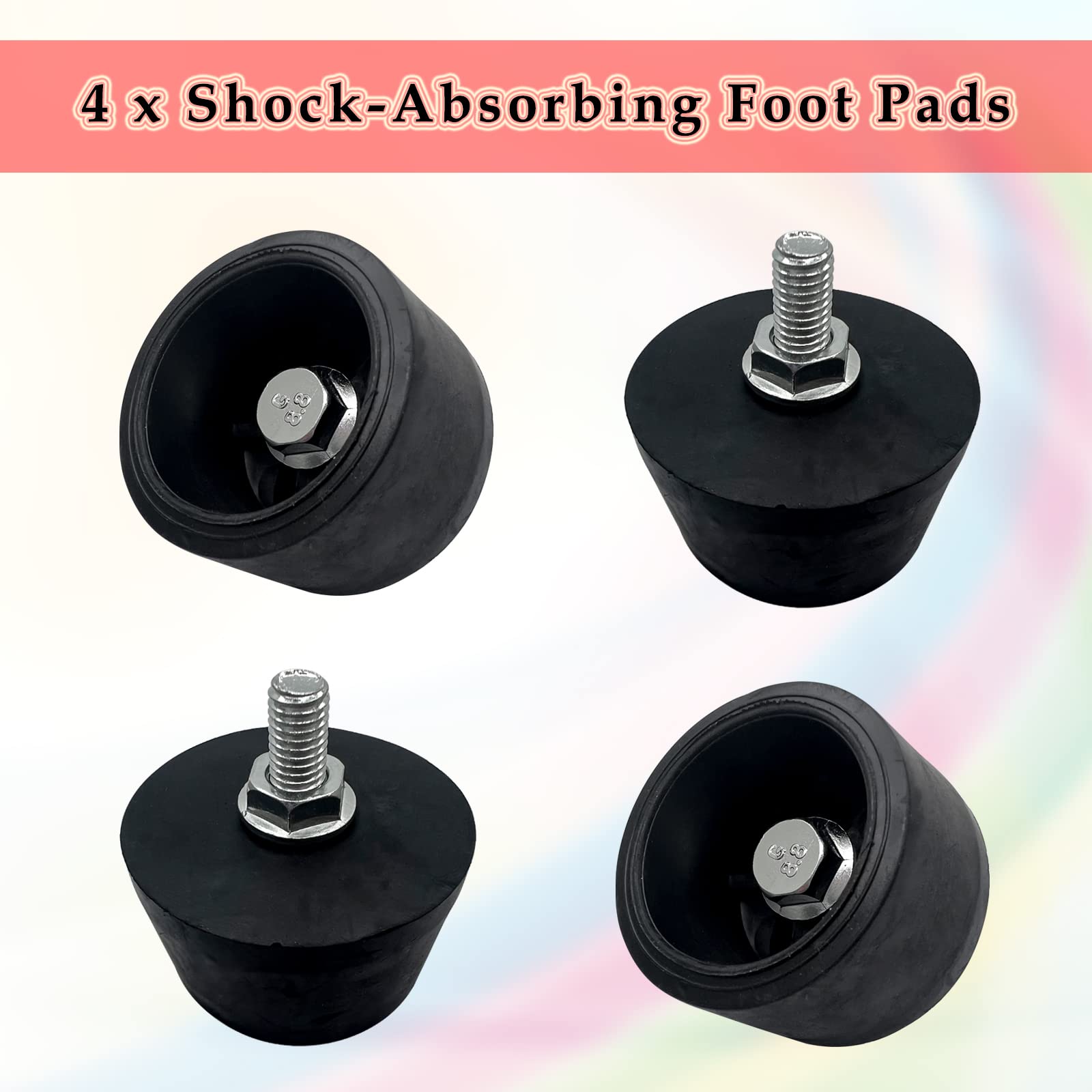 4Pcs Air Compressor Rubber Feet,No Oil Machine Shock Absorbing Foot Pads,Black(M8 Speaker)