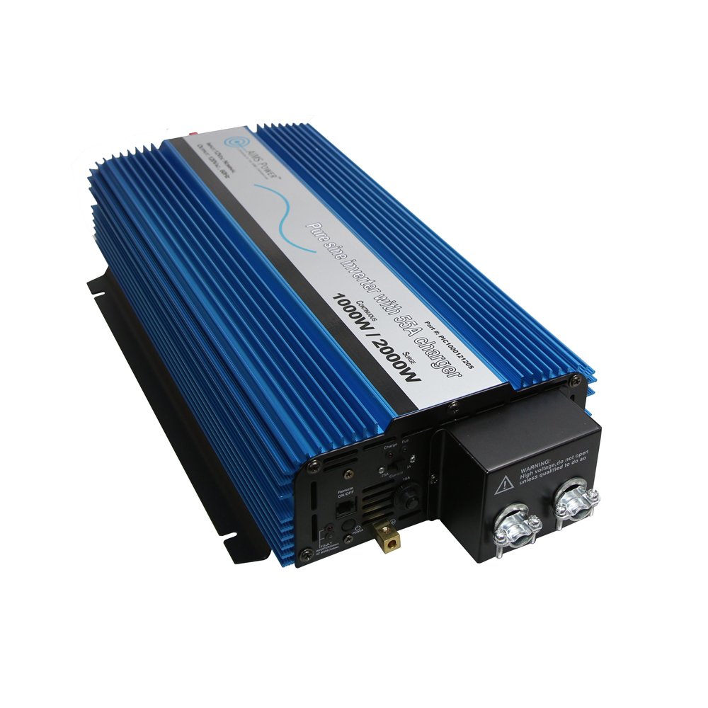 AIMS Power PIC100012120S Pure Sine Inverter, 1000 Continuous, 2000W Surge (Peak Power), Selectable 25A or 55A Battery Charger, B