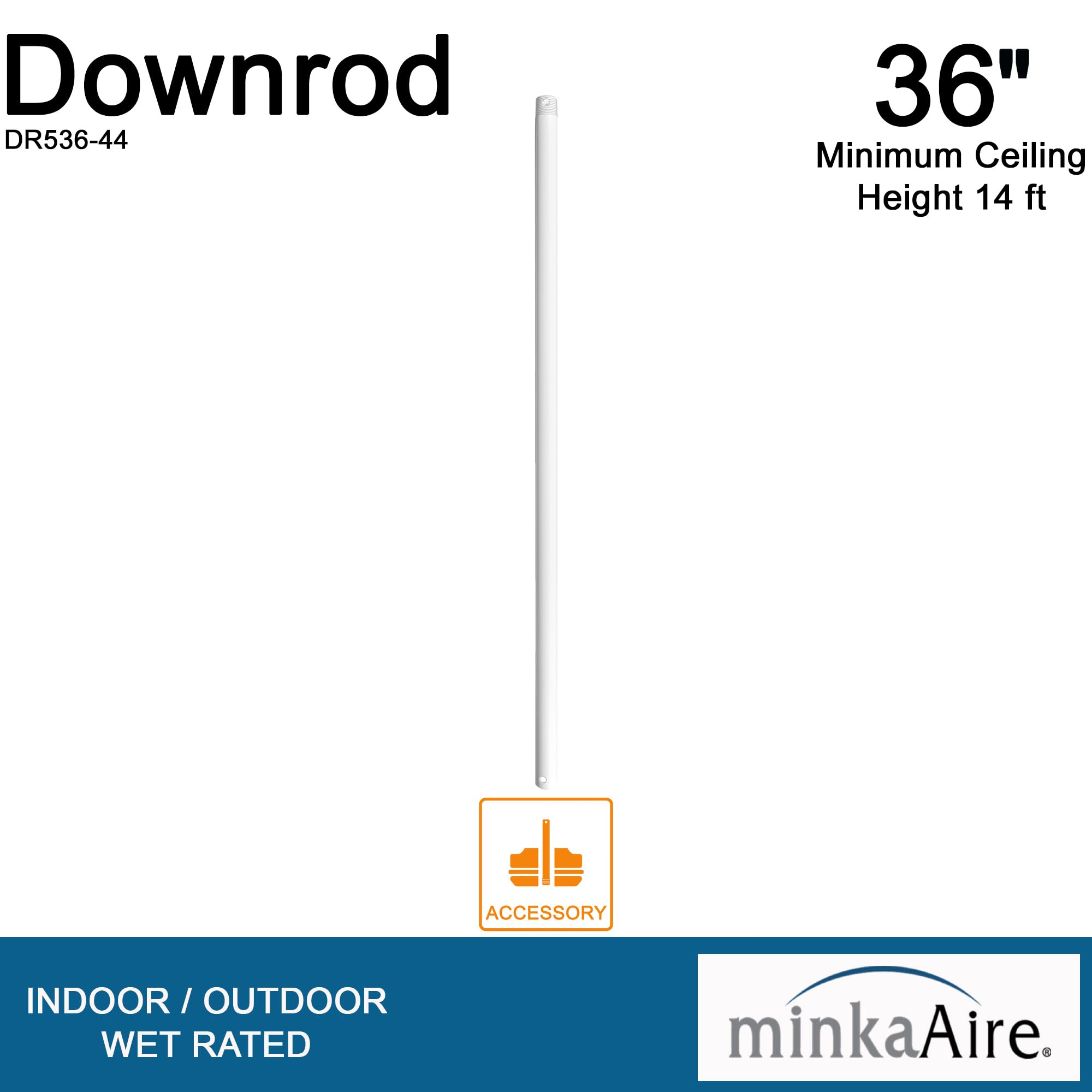 Minka Aire Dr536 44, 36'' Downrod, White
