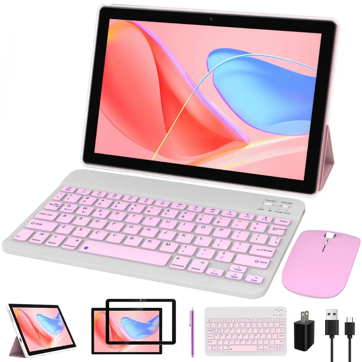 Tablet 10 Inch Android 13 Tablets 2 In 1 Tablet With Keyboard 64Gb+8Gb Ram 10.1'' Tablets 8Mp Camera 6000Mah Battery, Include Ke