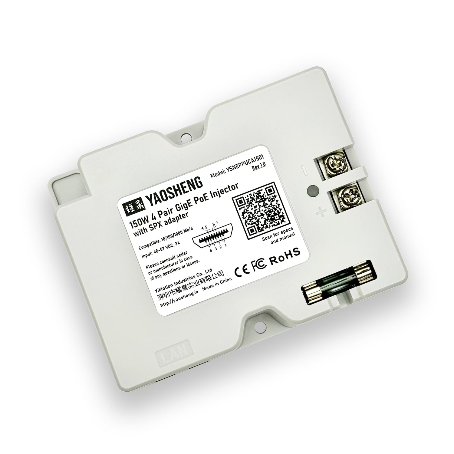 Yaosheng 150W 2 In 1 Poe Injector + Spx Cable Adapter For Residential Starlink