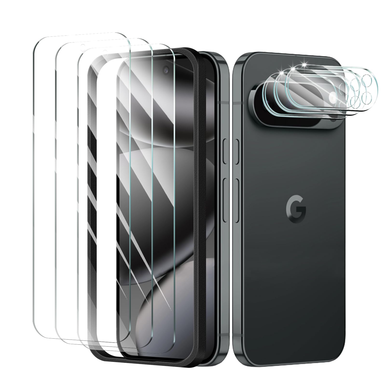 3+3+1-Pack, Screen Protector and Camera Lens Protector for Google Pixel 10 Pro XL with Installation Alignment Aid, Tempered Glas