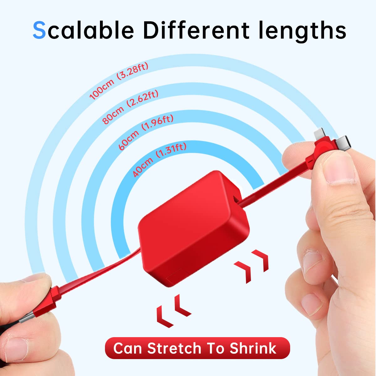 Gartmost Three In One Charging Cable Roll, Data Transfer, 3 In 1 Charging Cable Retractable, Phone Holder, Compatible Usb C(Type