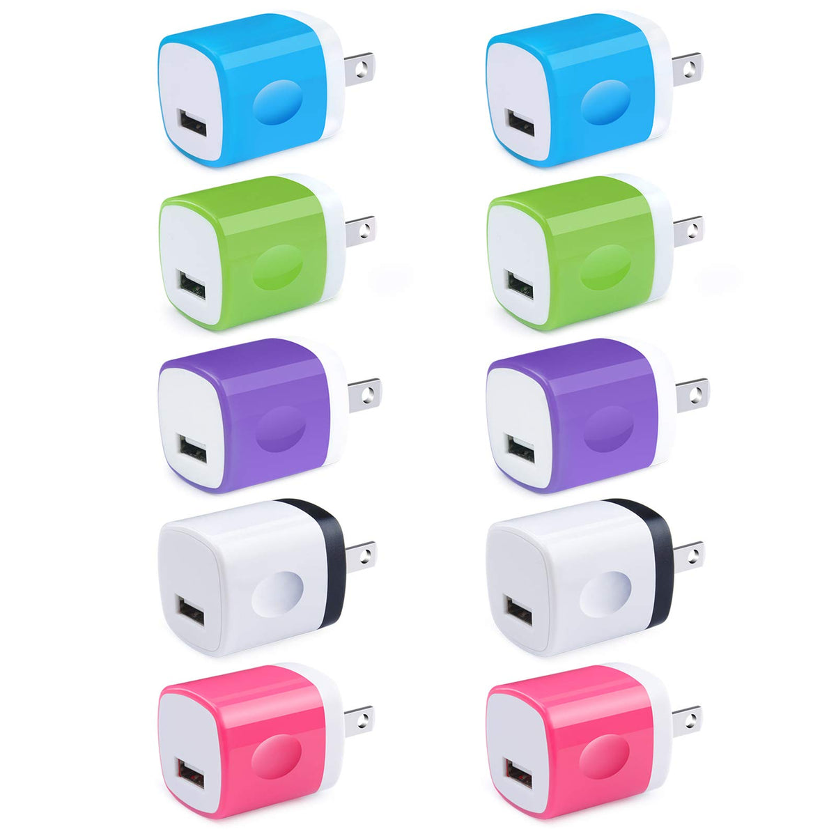 Usb Charger Plug,Fast Charging Block,1A Usb Cube 10Pack Wall Outlet Adapter Compatible Iphone 14/13 Pro Max/12/11/X/Se/8, Samsun