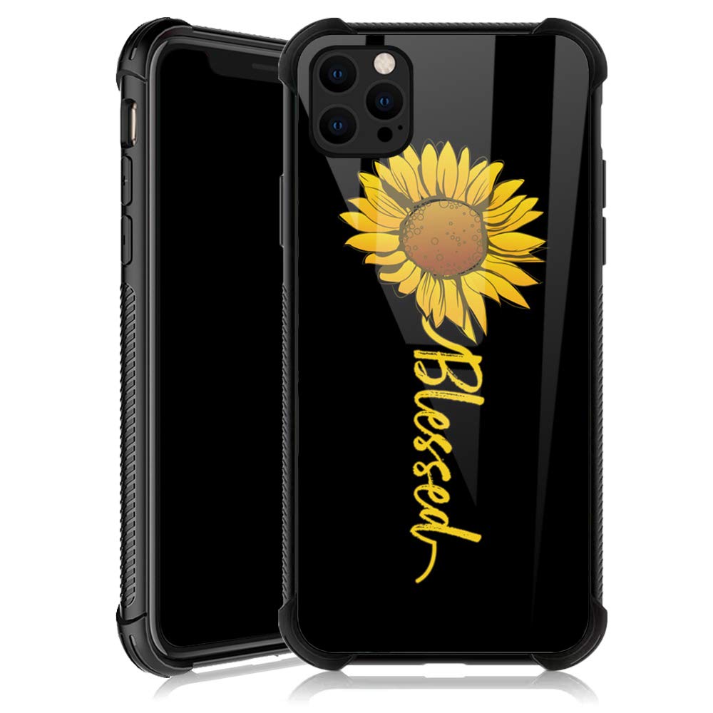 Zhegailian Iphone 13 Pro Max Case,Cute Sunflower Blessed Iphone 13 Pro Max Cases For Girls,Reinforced Corners Soft Tpu Bumper Sh
