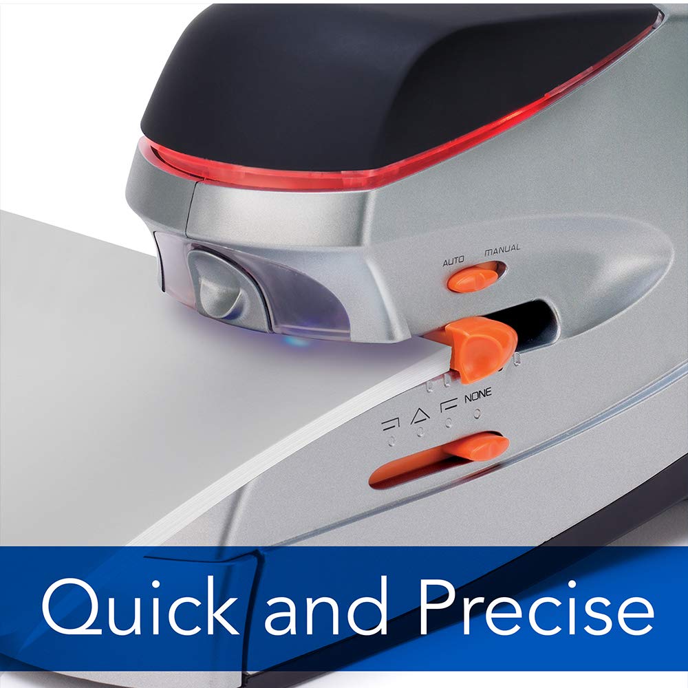 Swingline Optima 70 Electric Stapler, 70 Sheet Capacity, Quick Reloading, Jam Free, Includes 500 Staples, Orange/Gray (48210)