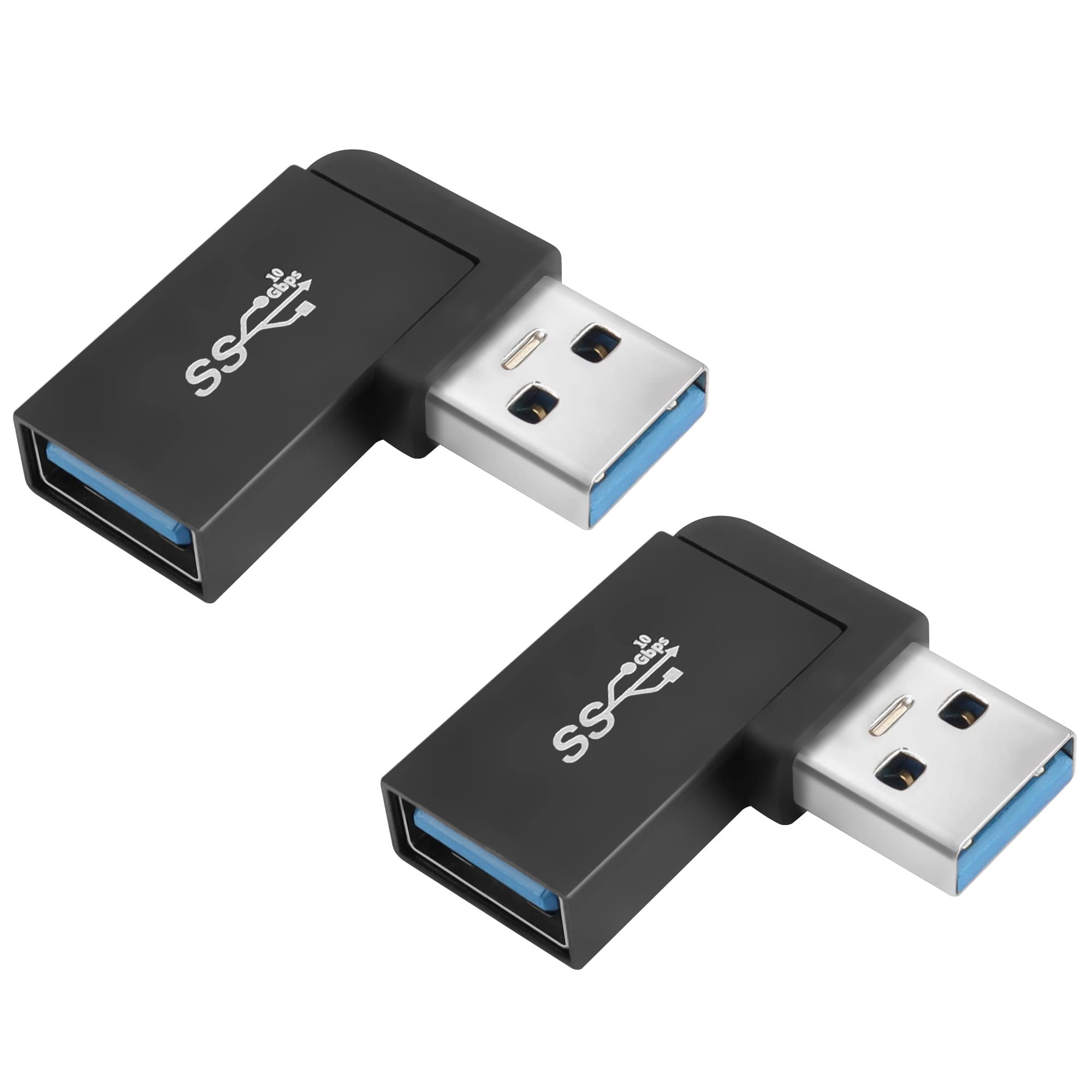 Qianrenon Usb 3.1 90�Angle Adapter 10Gbps Usb 3.1 Male To Female Left Angle L Shaped Connector Usb A 3.1 Data Transfer Converter Coupler, 2Pcs(Left Angle Side Bend)