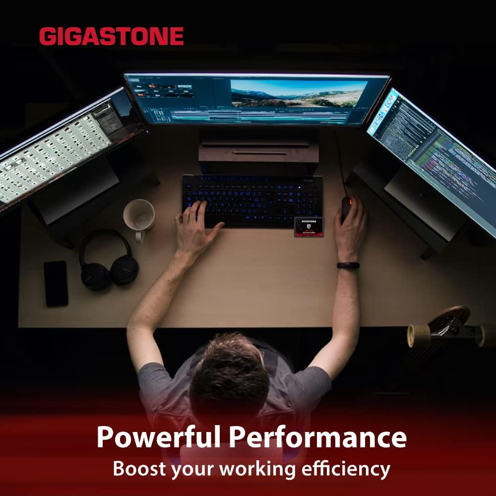 Gigastone SATA SSD 512GB (2 Pack) 2.5 inch SSD 550MB/s Upgrade Laptop PC Memory and Storage PS4 HDD Replacement 2.5' Internal Solid State Hard Drives SATA III SLC Cache 3D NAND Game Turbo Performance