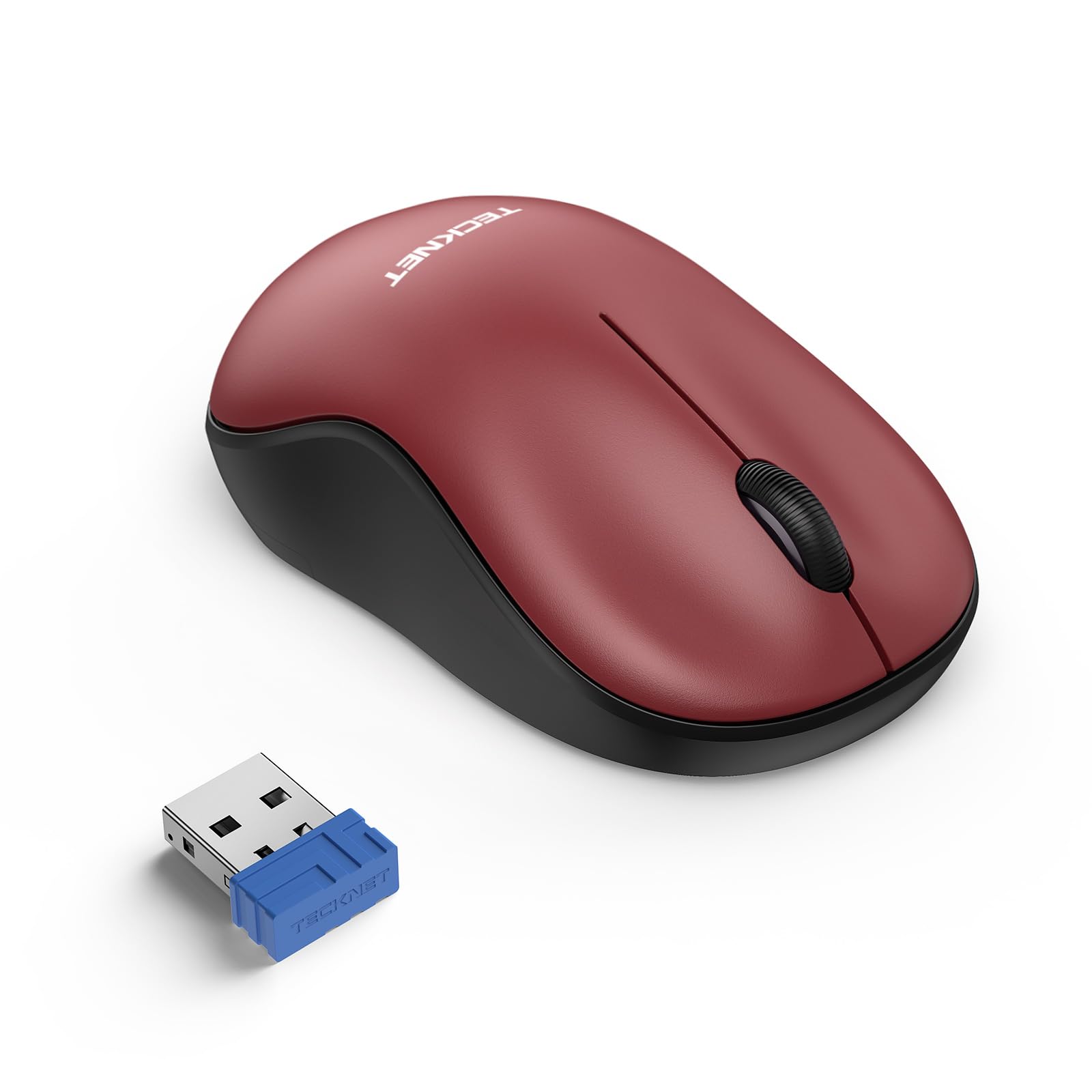Tecknet Wireless Mouse For Laptop, 2.4G Silent Mouse Quiet Click, Small Portable Computer Mouse, 5 Dpi Levels, Cordless Mice For Pc, Chromebook, Mac   Red