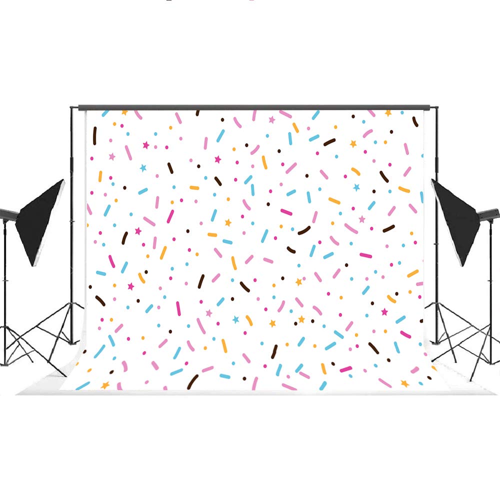 Lofaris Donut Theme Birthday Party Backdrop Donut Grow Up Bright Confetti Background Baby Shower Happy First Birthday Newborn Ba