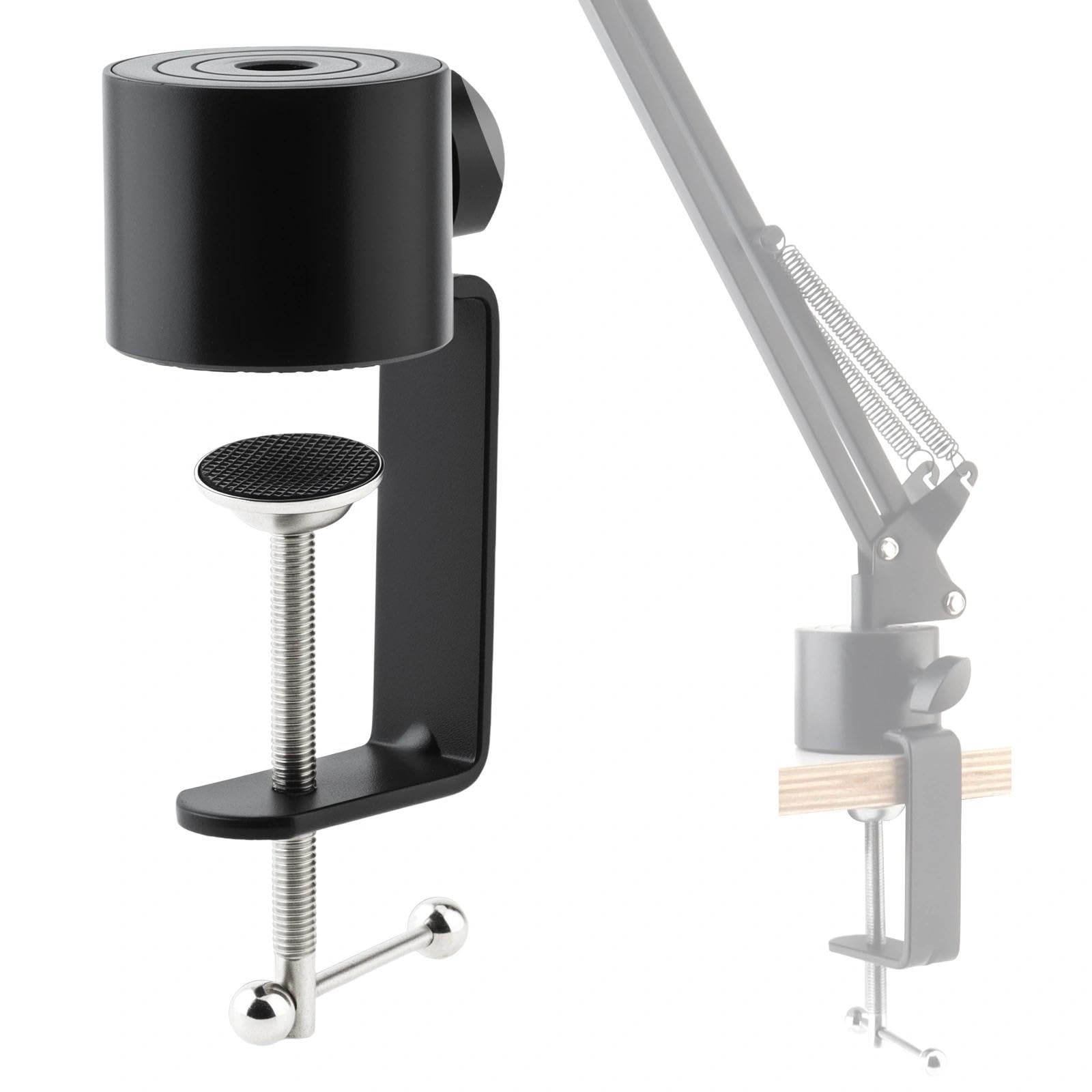 Lifexciting Table Clamp for Microphone Suspension Boom Scissor Arm Stand Holer, Metal Mic Clip Adjustbake Screw Table Mount for 