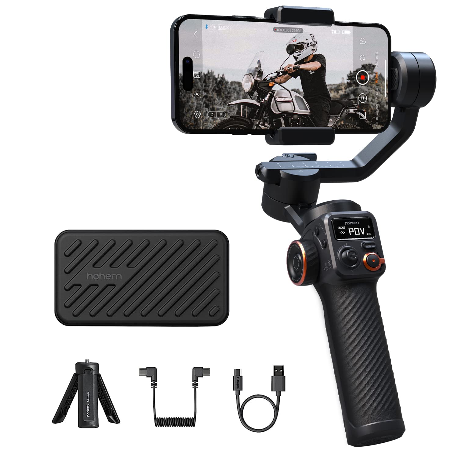 Hohem Isteady M6 Gimbal Stabilizer For Smartphone, 3 Axis Cell Phone Gimbal Built In Oled Display 400G Payload Reverse Charging