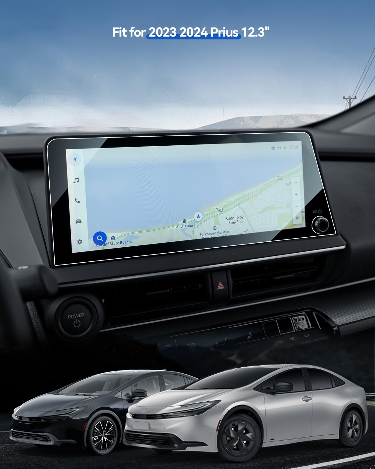Lantu Prius Screen Protector For 2023 2024 Toyota Prius Accessories 12.3'' 9H Tempered Glass Car Navigation Touchscreen Protecto