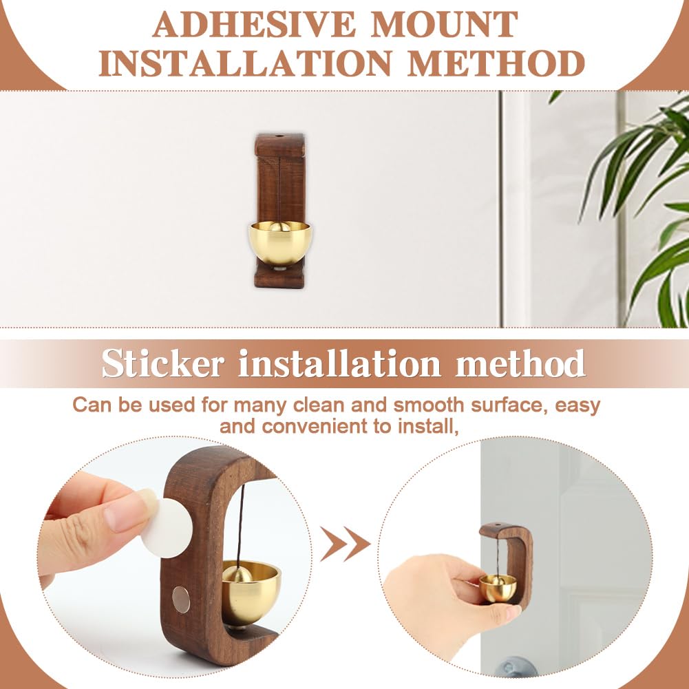 C Shape Magnetic Hanging Door Bell, Loud Sound Wooden Zen Grip Doorbell Chime, Hanging Wood Shop Keeper Bells For Business Door