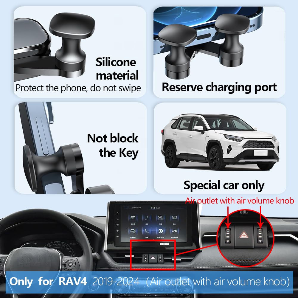 Lunqin Car Phone Holder Mount Fortoyota Rav4 2019-2025,Hybrid Xse Limited,Prime Xse 2021-2025 Auto Accessories Interior Decorati