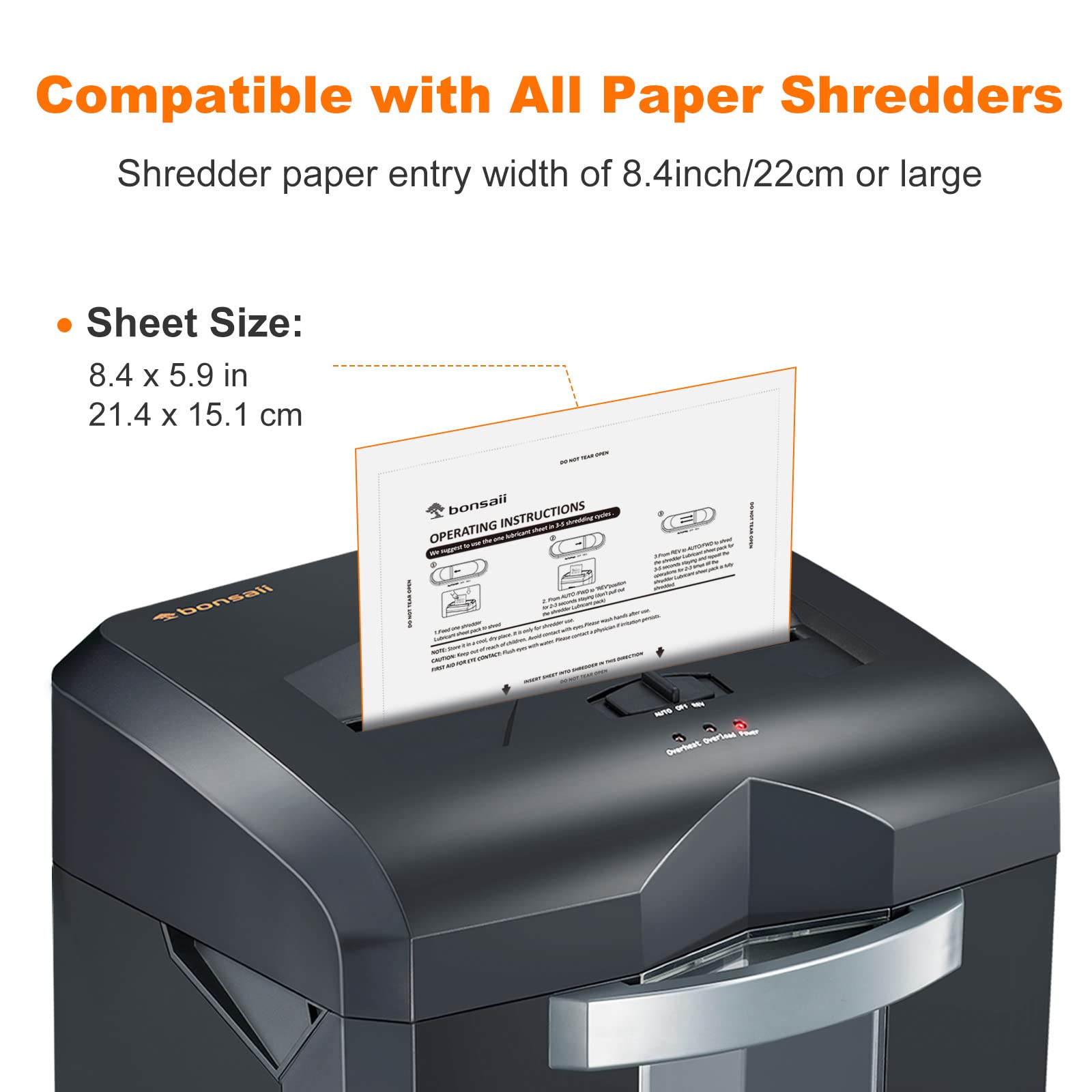 Bonsaii Paper Shredder Lubricant Sheets,12 Pack (8.4 X 5.9 Inch/Piece)
