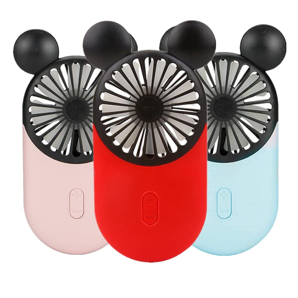 Kbinter Cute Personal Mini Fan, Handheld & Portable Usb Rechargeable Fan Beautiful Led Light, 3 Adjustable Speeds, Holder, For I
