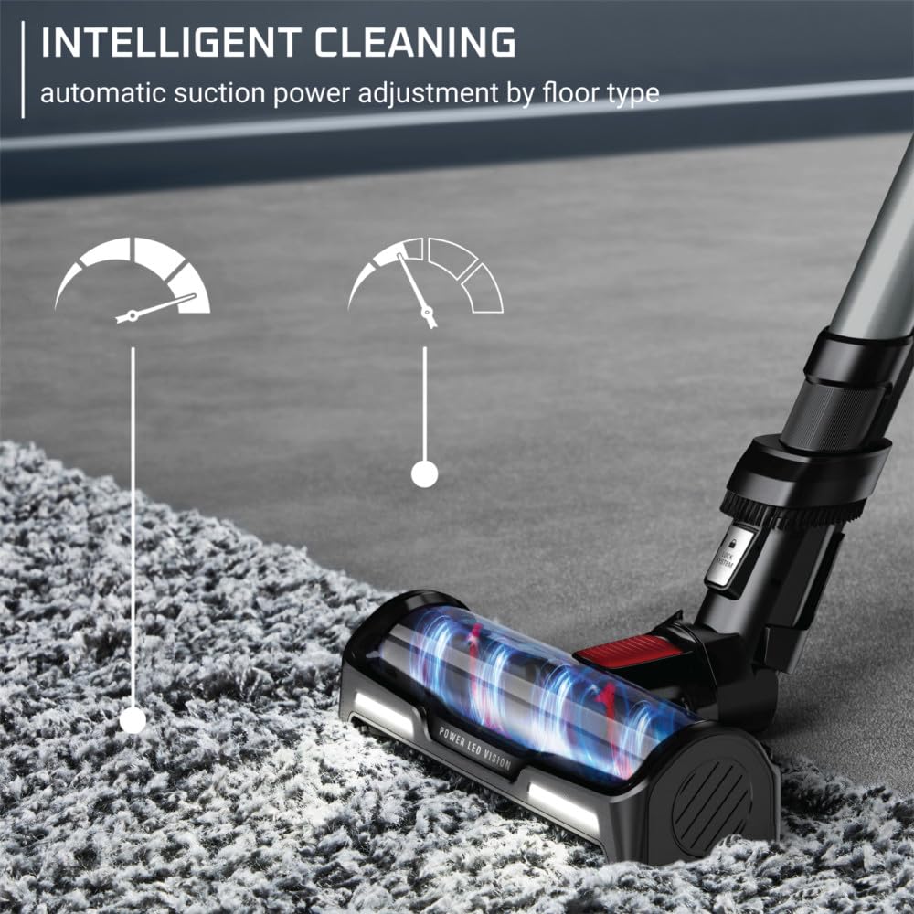 Rowenta, Cordless Vacuum Cleaner, X Force Flex 12.60 Vacuum, 30.4 Oz Xl Dust Container, Flex Technology, Automatic Floor Detection, 45Min Run Time, 3Hr Charging Time, For Pet, 150 Air Watts, Red