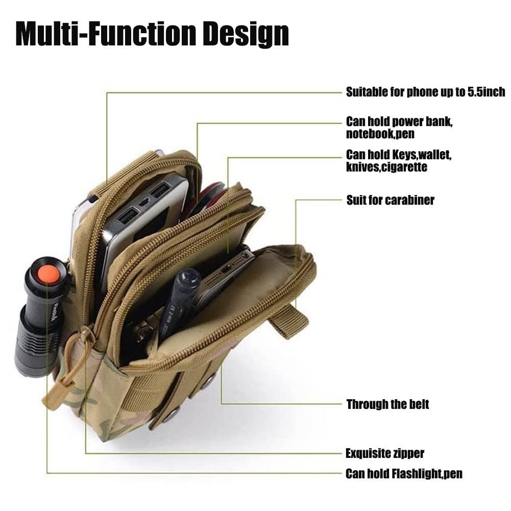 Kabake Tactical Phone Pouch, Cell Phone Holster Pouch, Multipurpose Edc Belt Bag, Belt Purse With Cell Phone Holster Holder For