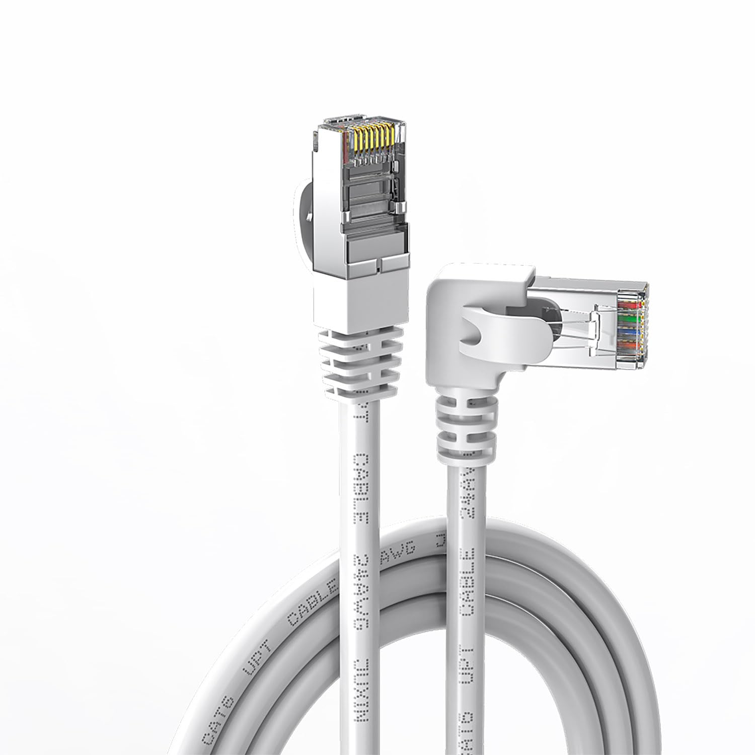 Juxinice 90 Degree Cat6 Ethernet Cable Rightangle White 10Ft, Rj45 Right Angle Cat 6 Ethernet Patch Cable Rightward, Lan Cable Gigabit Network Cable Bandwidth Up To 250Mhz 1Gbps