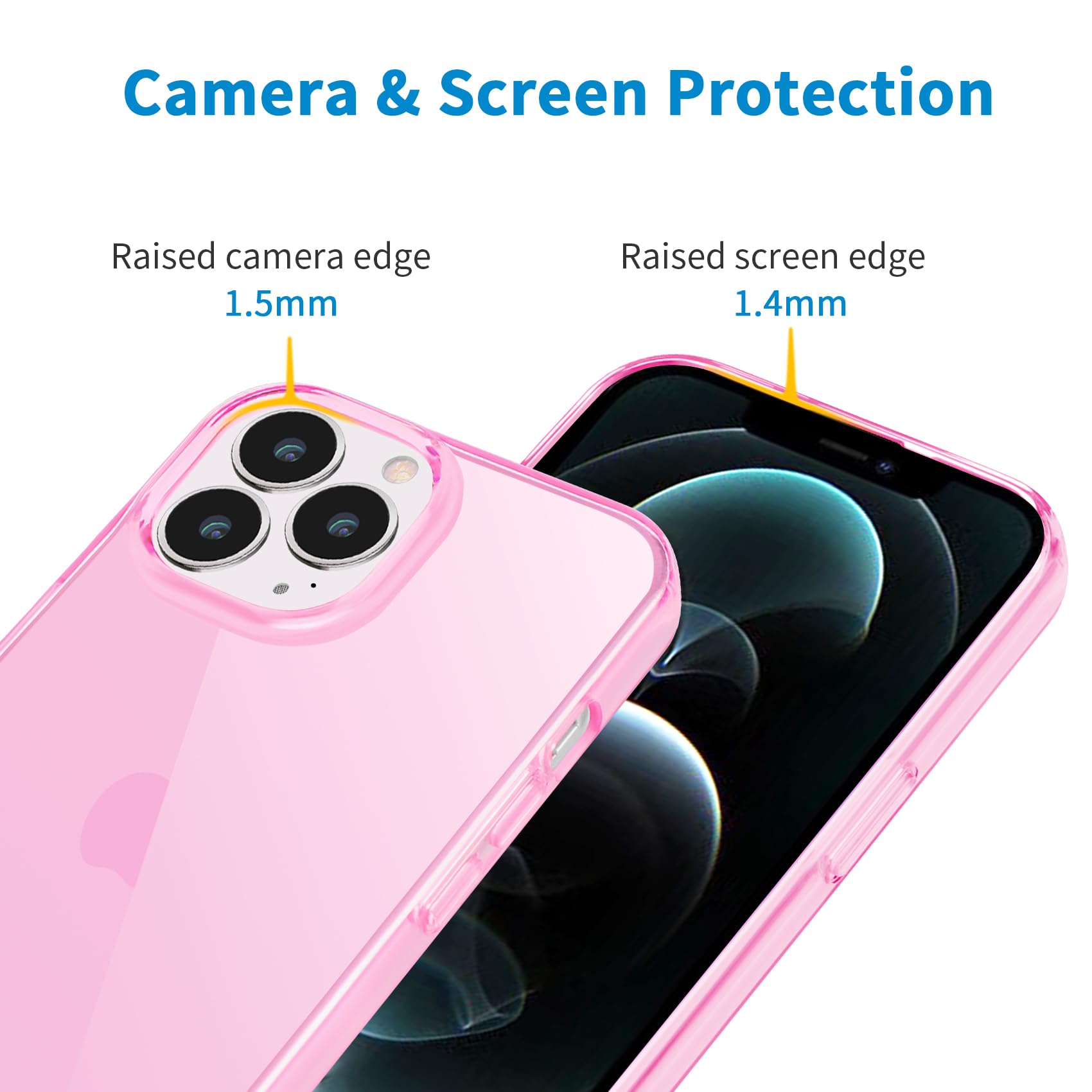 JJGoo iPhone 12 Pro Max Clear Pink TPU Shockproof Slim Phone Case